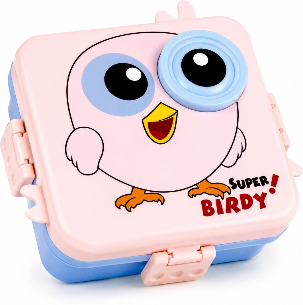 Super Birdy Kids Lunch Box with Sauce Jar & Cutlery (3-Compartment, Leak-Proof) 3 Containers Plastic School Lunch Box-image-37