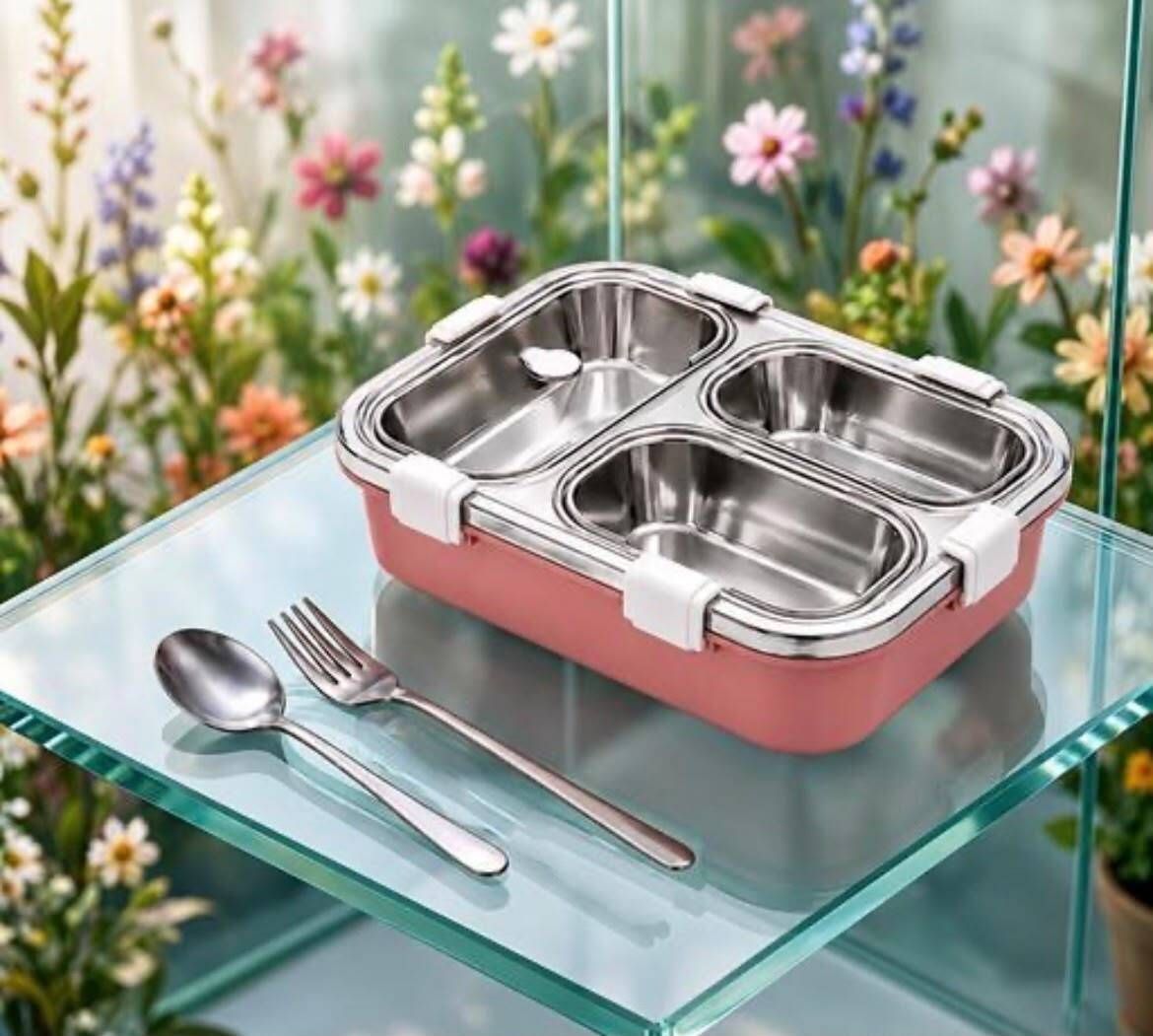 anshulkumar LunchElite 3C 3 Containers Stainless Steel Office Lunch Box-picture-0