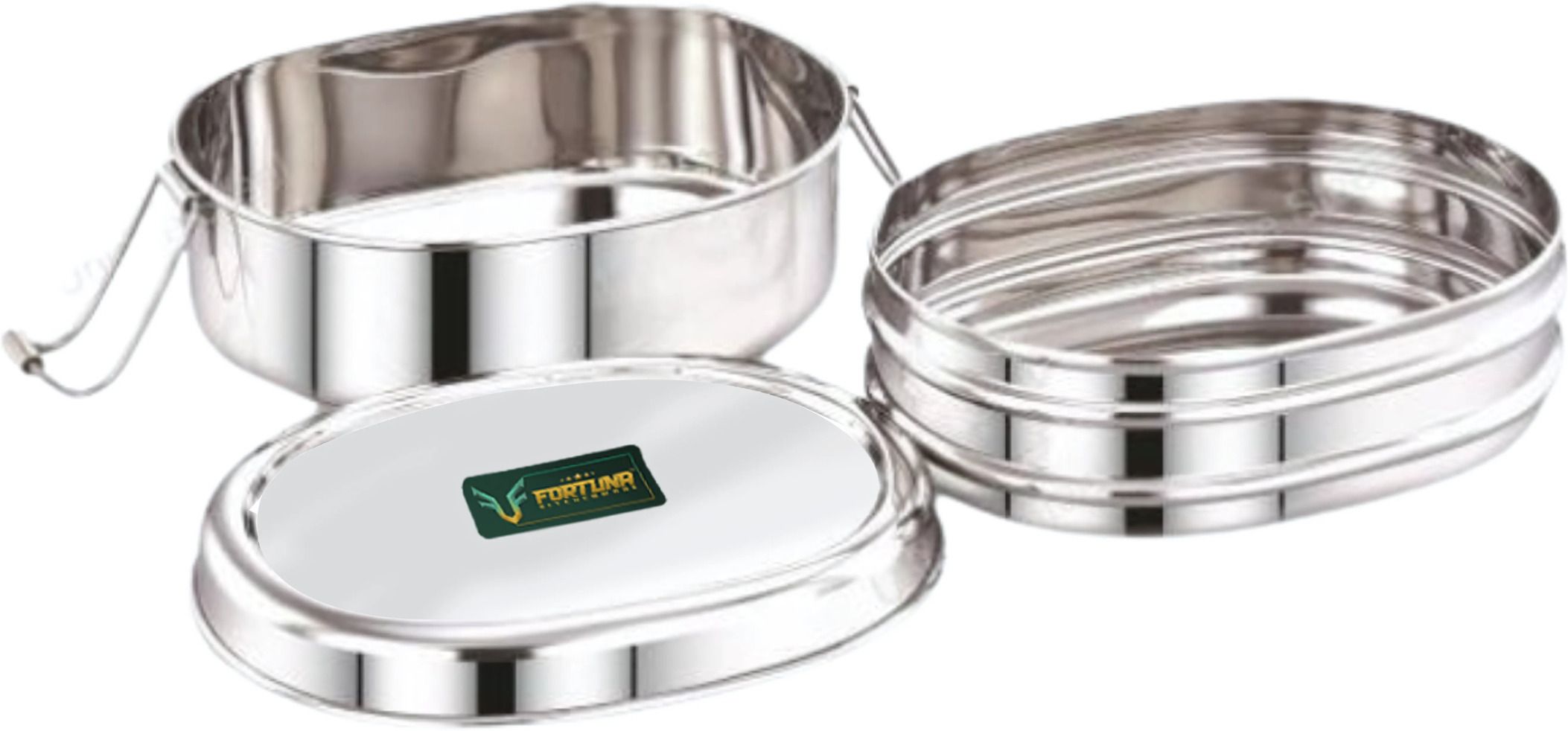 Oval Steel Lunch Box for kids, Tiffin box steel for Office & School Two Tier 2 Containers Stainless Steel School Lunch Box-image-27