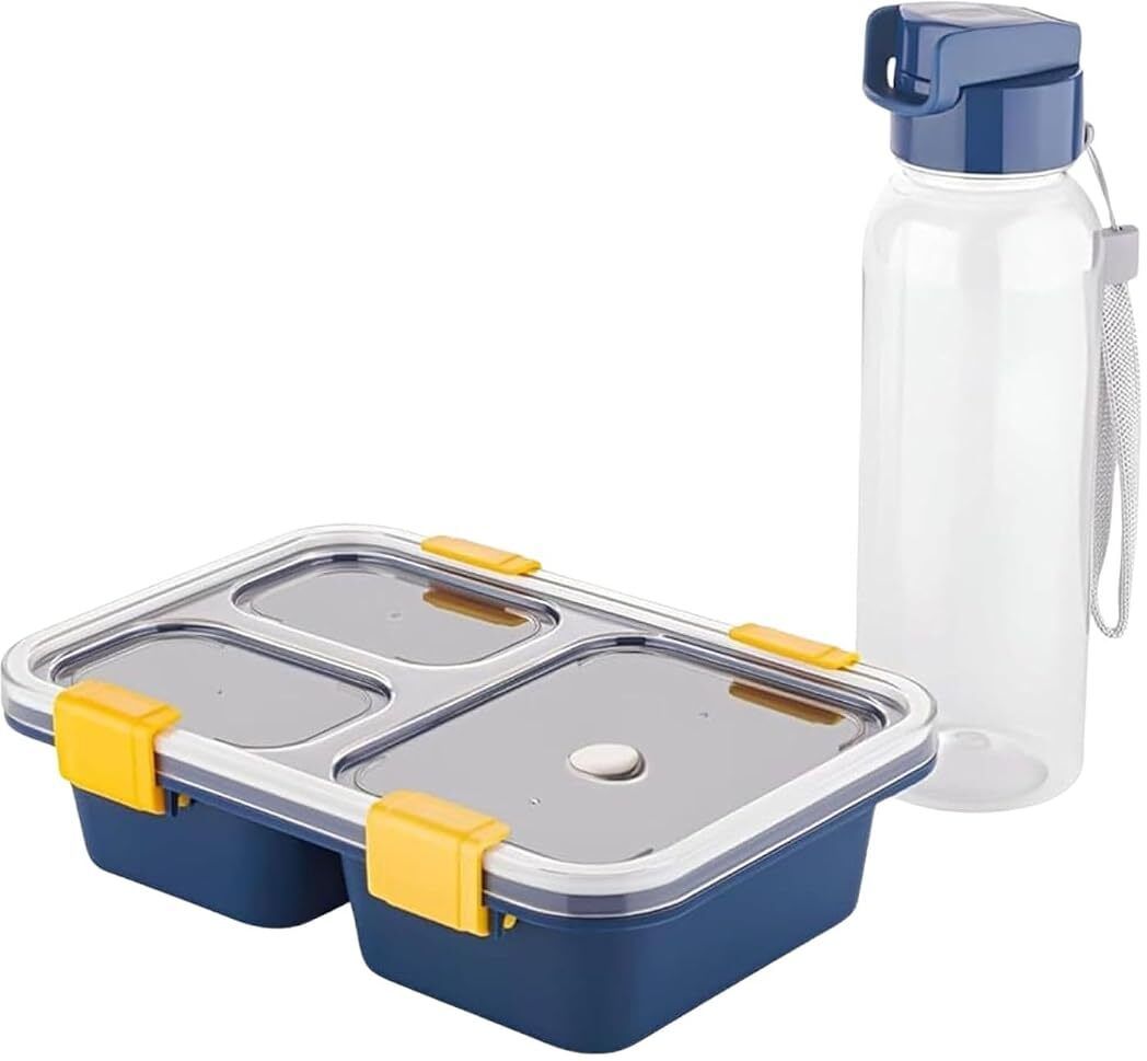 3-Compartment Plastic Lunch Box 2 Containers Plastic School Lunch Box-image-33