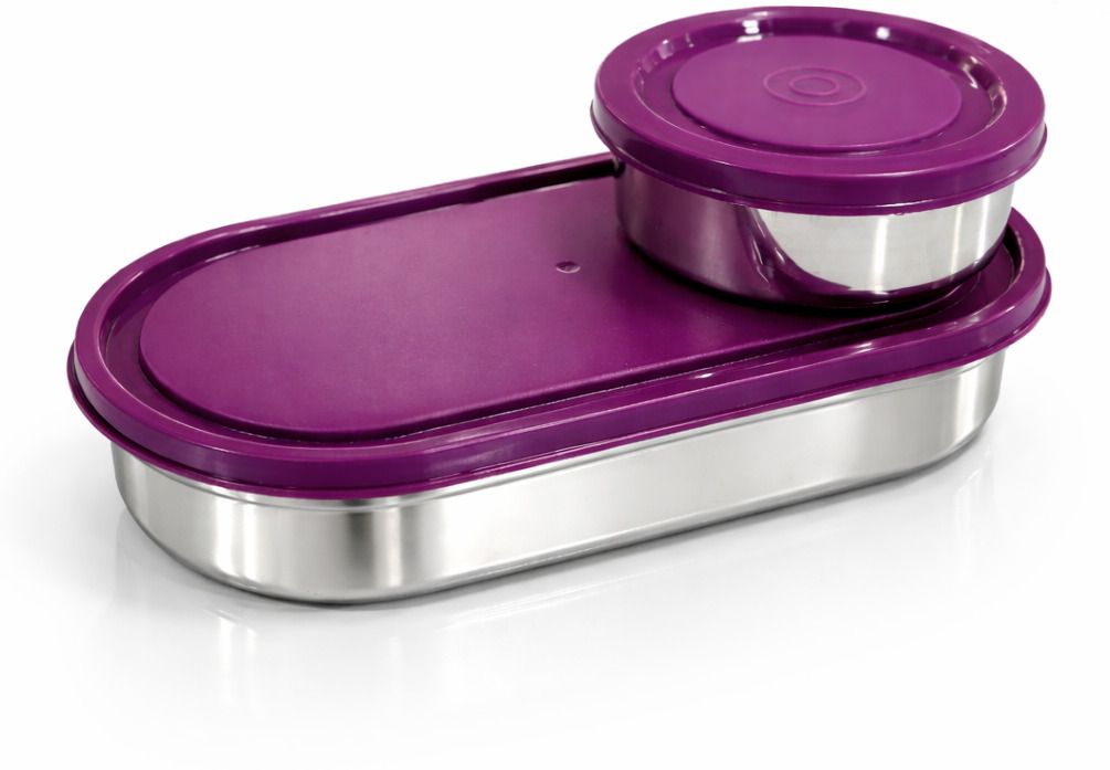 Purple Lunch Box 2 Containers Stainless Steel Office Lunch Box-image-17