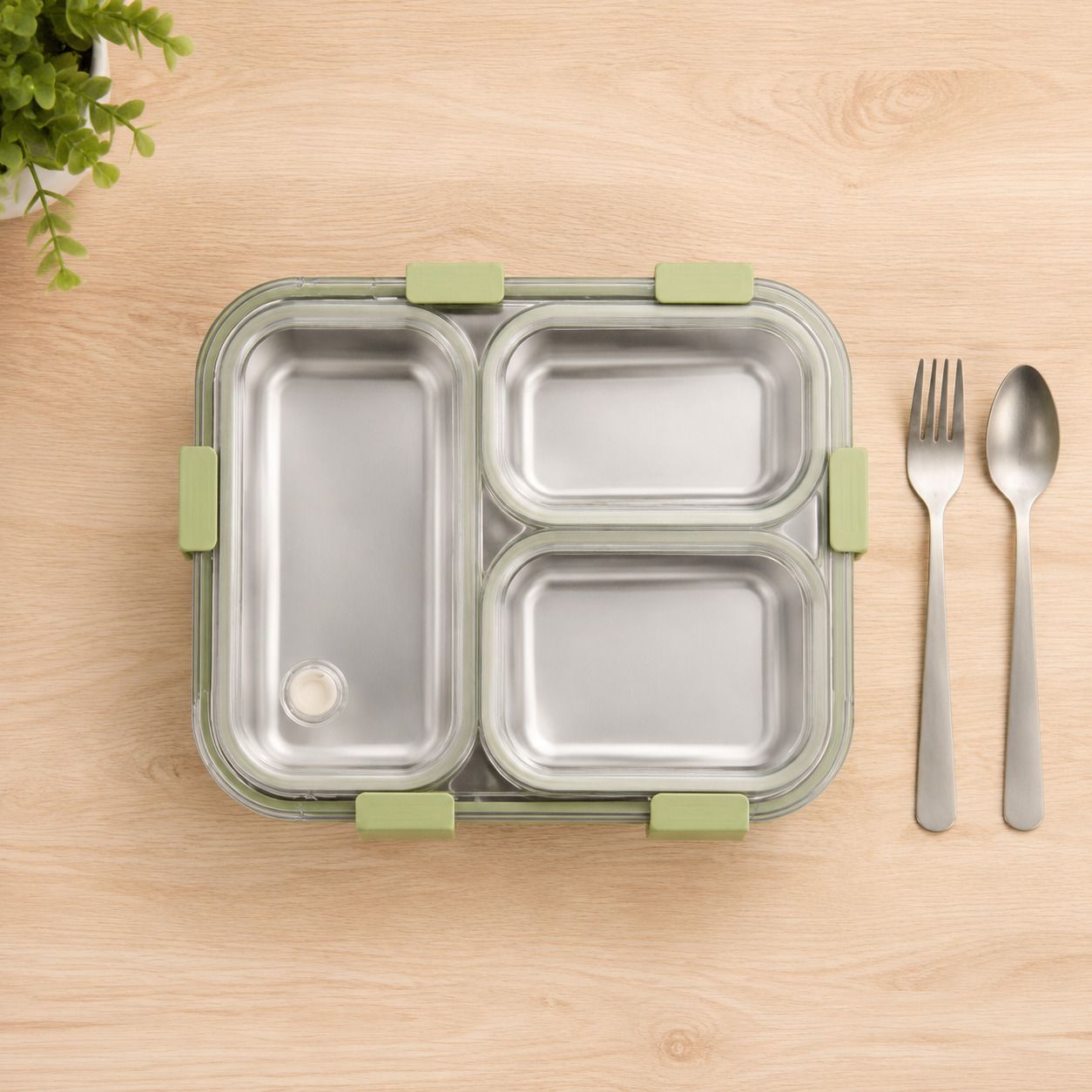 devmann BPA Free SS 304 Stainless Steel Tiffin Box with Cutlery Set 3 Containers Stainless Steel, Plastic School Lunch Box-picture-34