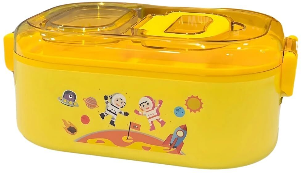 anzal Stainless Steel Cute Cartoon Lunch Box for Kids Microwave Safe Tiffin Box 1 Containers Stainless Steel, Plastic School Lunch Box-picture-1