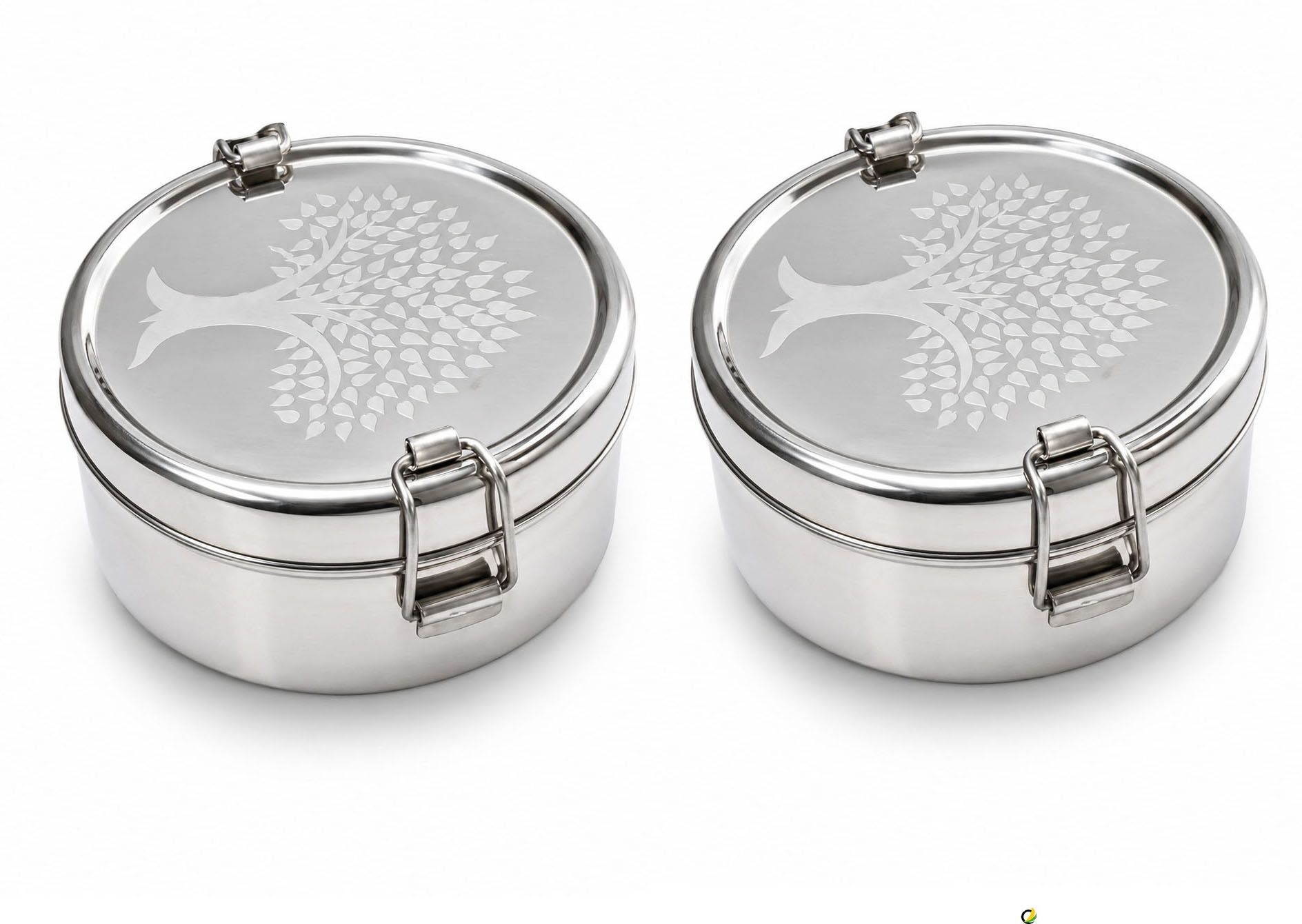 Stainless Steel Lunch Box Set of 2 with Deep Round Containers 2 Containers Stainless Steel School Lunch Box-image-19