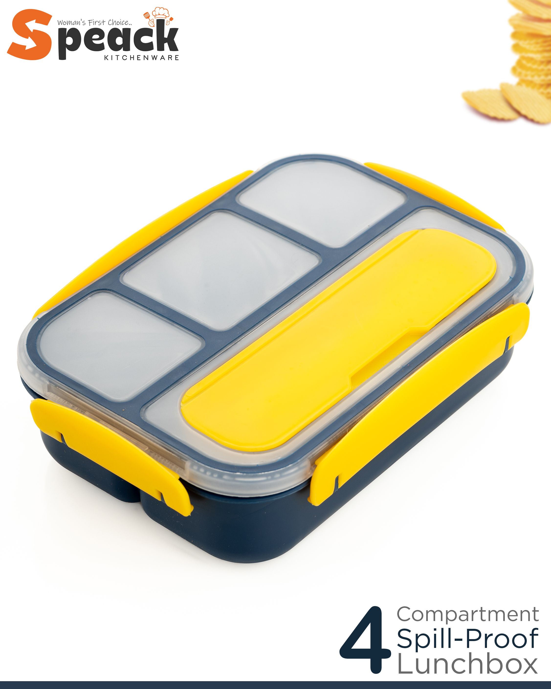 4 Compartment School Kid 4 Containers Lunch Box-image-33
