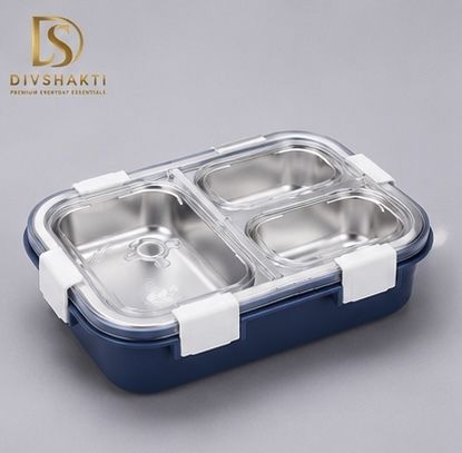 3 Compartment Lunch Box 76 3 Containers Stainless Steel Office Lunch Box-image-9