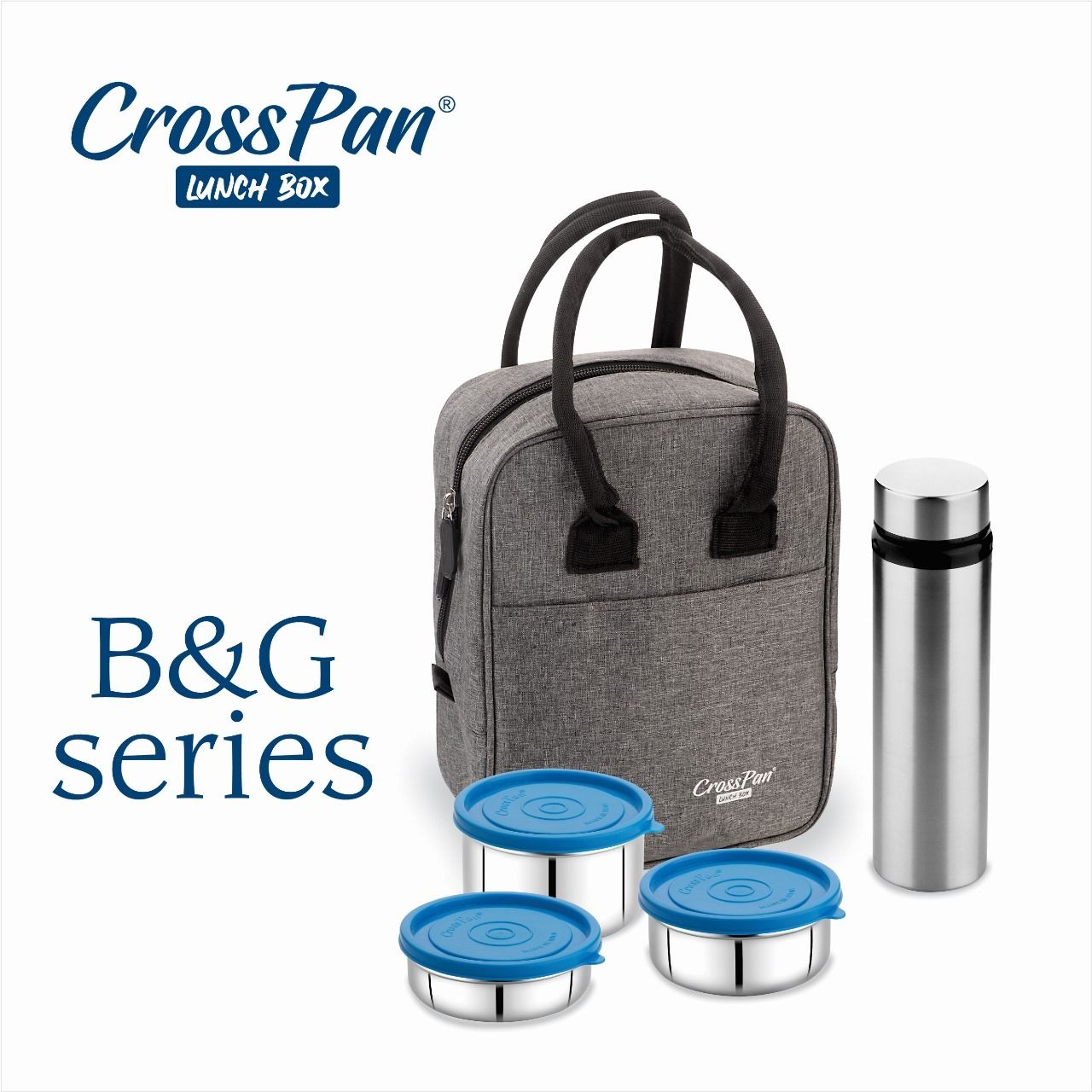 B&G Lunch Bag with 3 Containers(200ml+350ml+500ml) with 750 ml SS Water Bottle 3 Containers Lunch Box-image-8