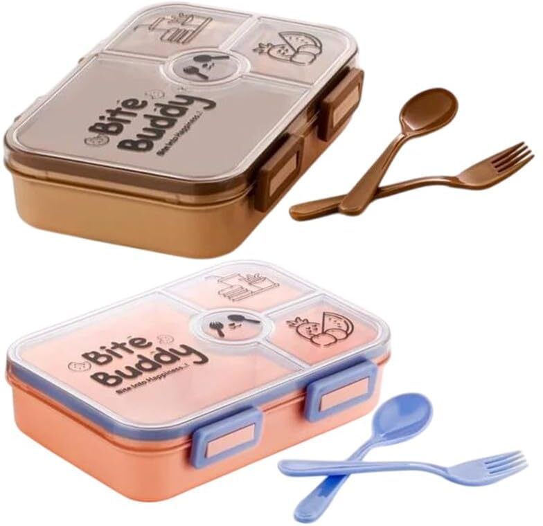 Bite Buddy 3 Compartment Lunch Box 1 Containers Plastic School Lunch Box-image-14
