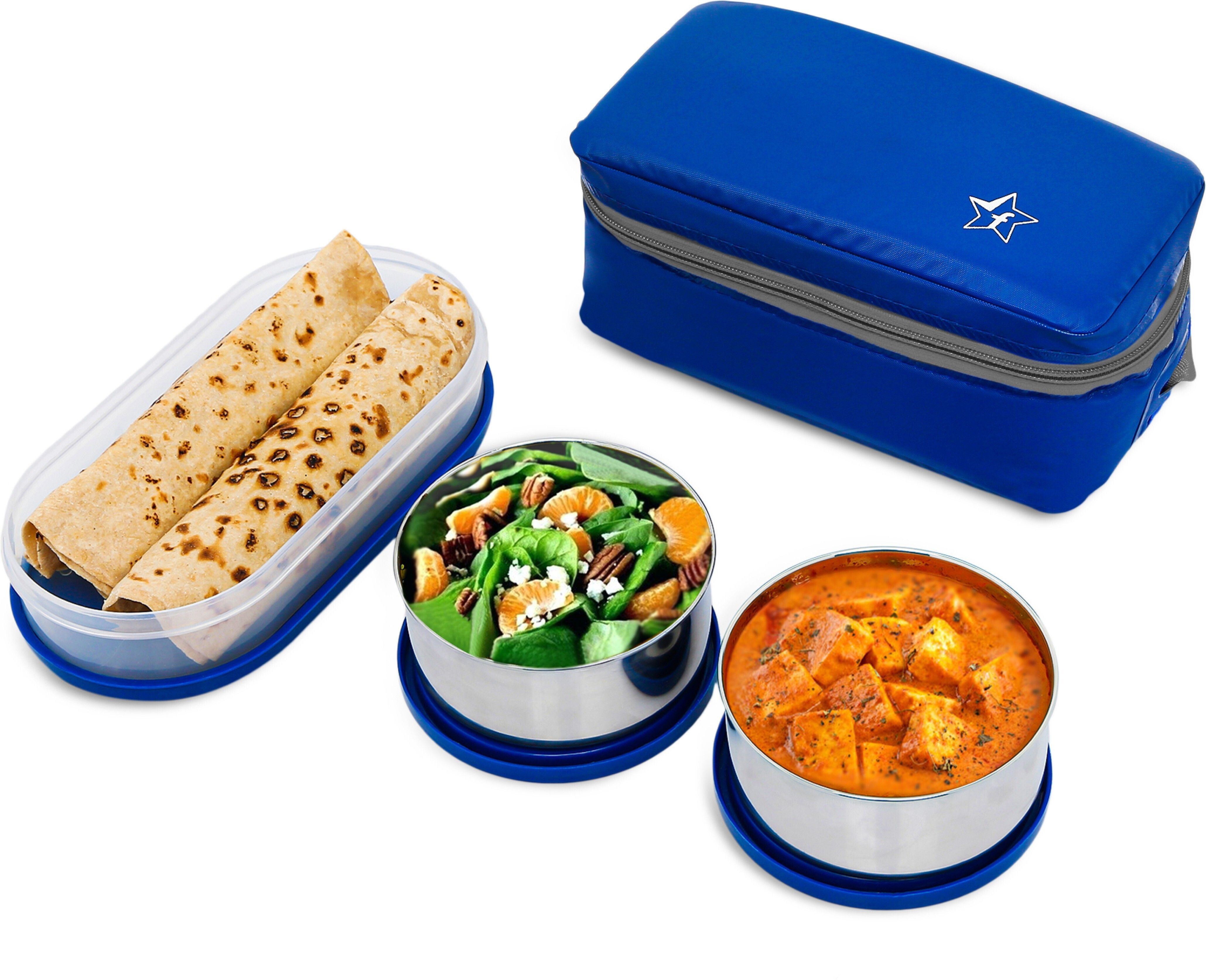 flipkart smartbuy Steel Luncbox Blue 3 Containers Lunch Box-picture-20