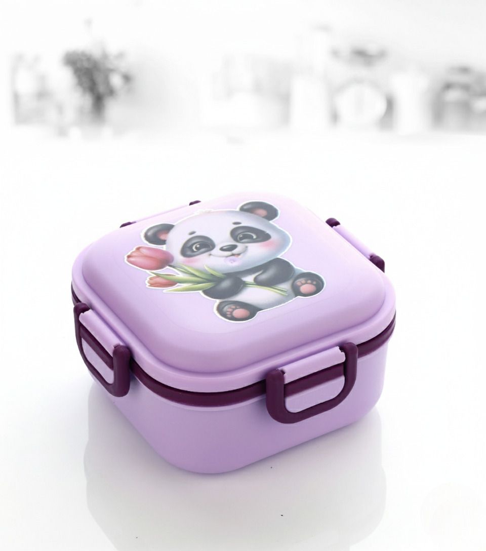 Adorable Panda Pal Leak-Proof Lunch Box – Purple ( pack Of 1 ) 2 Containers Plastic School Lunch Box-image-46