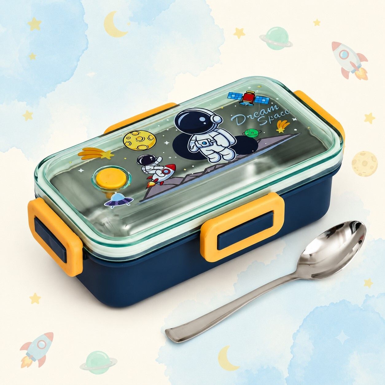 Cute Kids Stainless Steel Lunch Box | Cartoon Printed Tiffin Box With Spoon 1 Containers Stainless Steel School Lunch Box-image-44