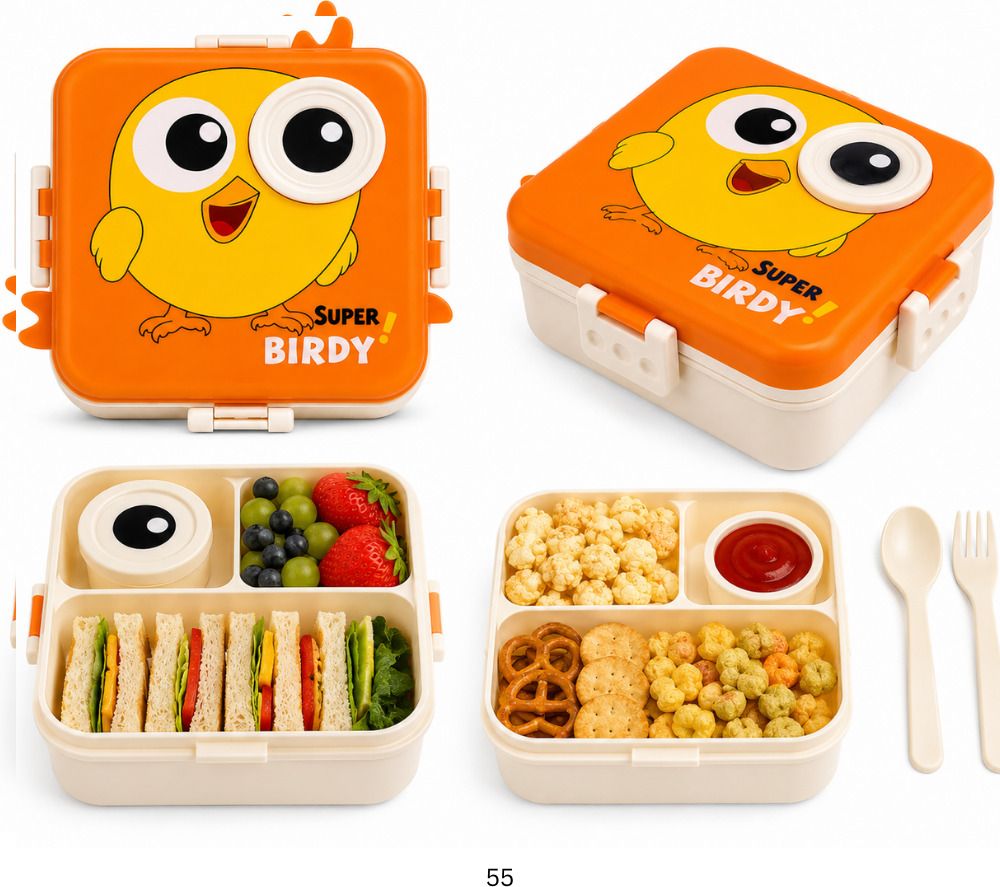 Smart Meal Lunch Box Kids Bird Design 1 Containers Plastic Office Lunch Box-image-4