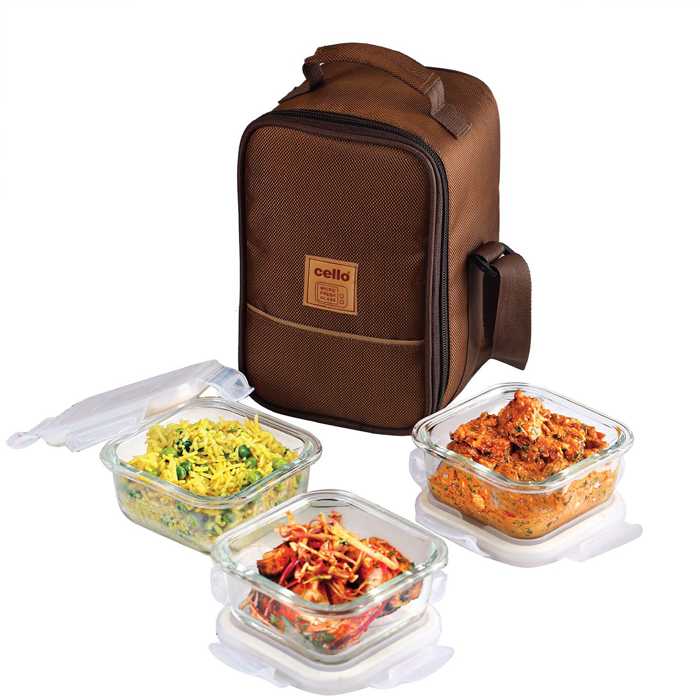 MF Glassy Seal O Fresh Square Borosilicate 3 Containers Lunch Box-image-41