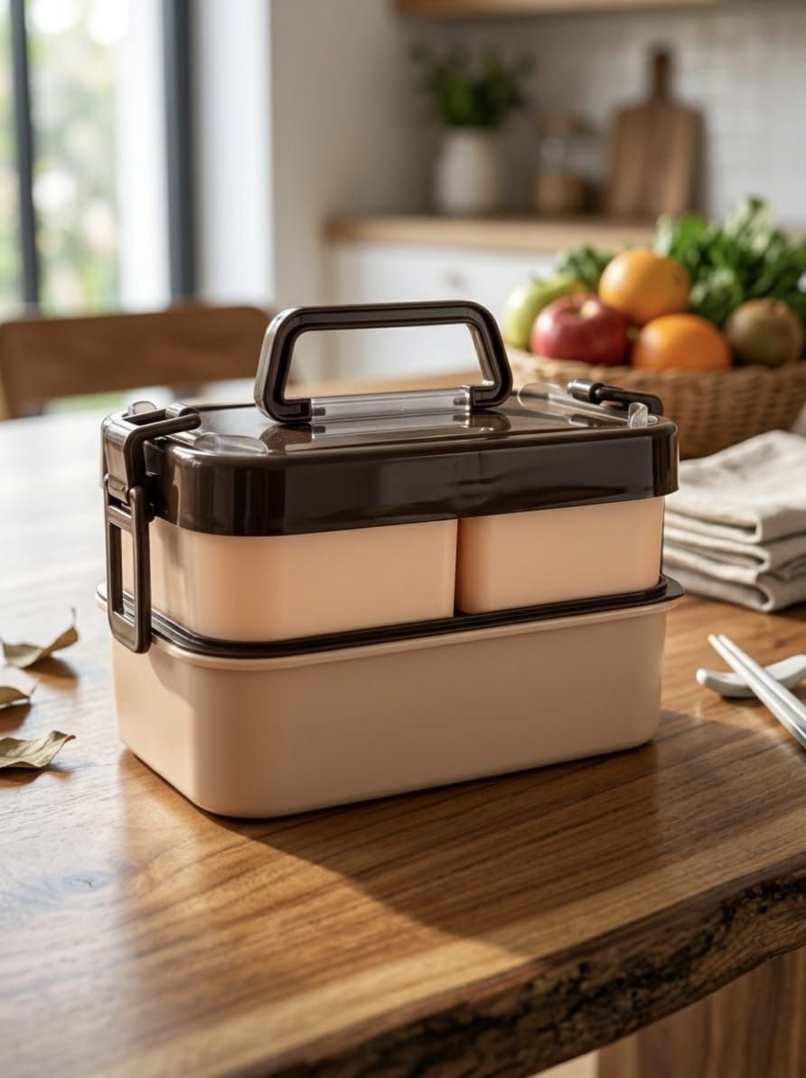 Premium Yummy Lunch Box with Handle | Leak Proof Food Storage Container | 3 Containers Plastic School Lunch Box-image-28