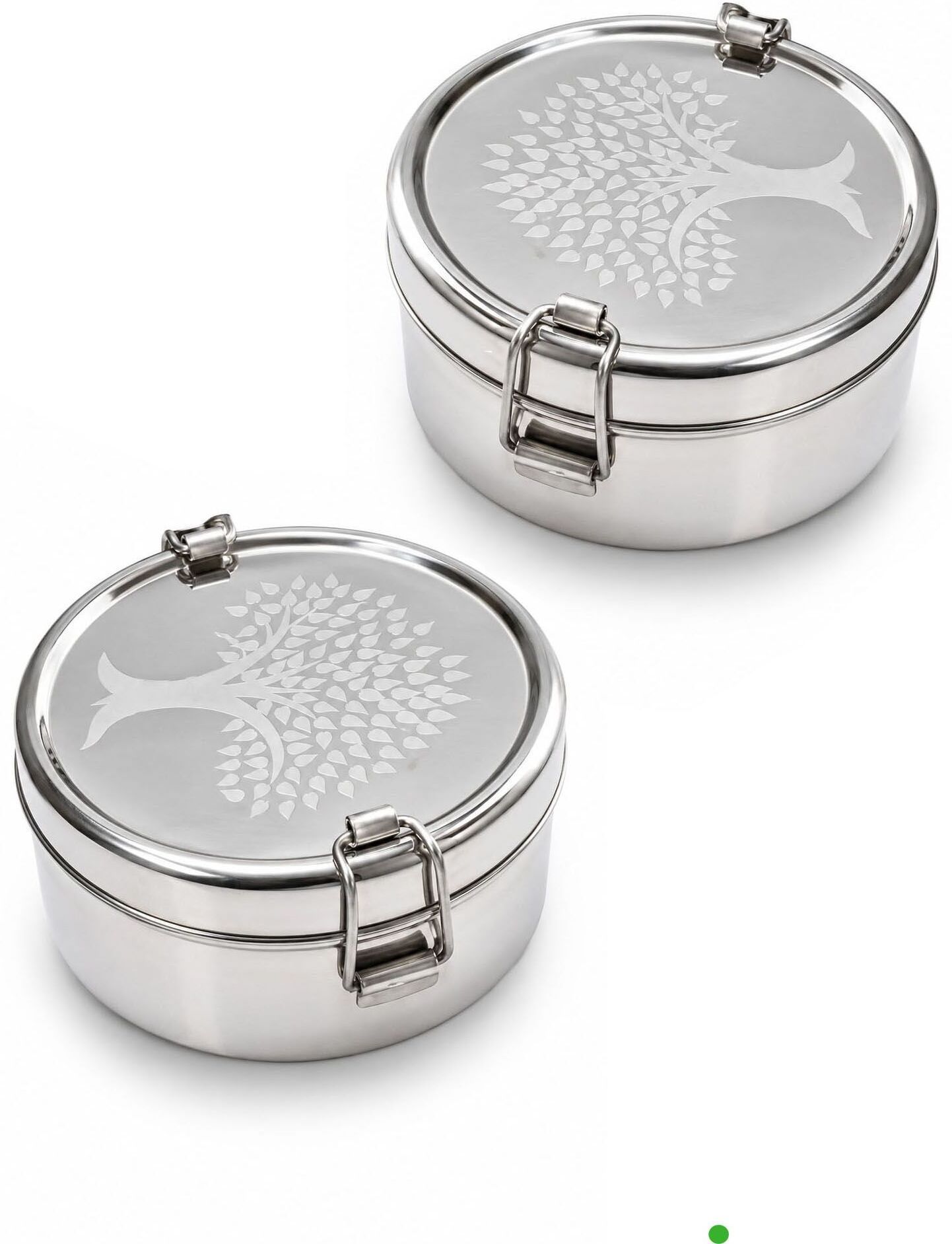 Stainless Steel Lunch Box Set of 2 Round Food Containers 2 Containers Stainless Steel School Lunch Box-image-39