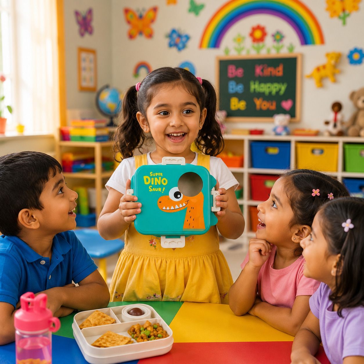 DINO-LB-007 5 Containers Stainless Steel School Lunch Box-image-38