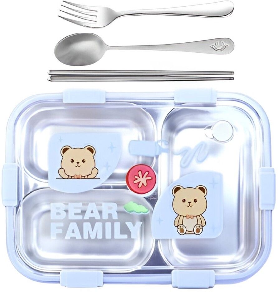 Bear Design Bento Box for Kids – Eco-Friendly, Durable & Leakproof 3 Containers Lunch Box-image-21