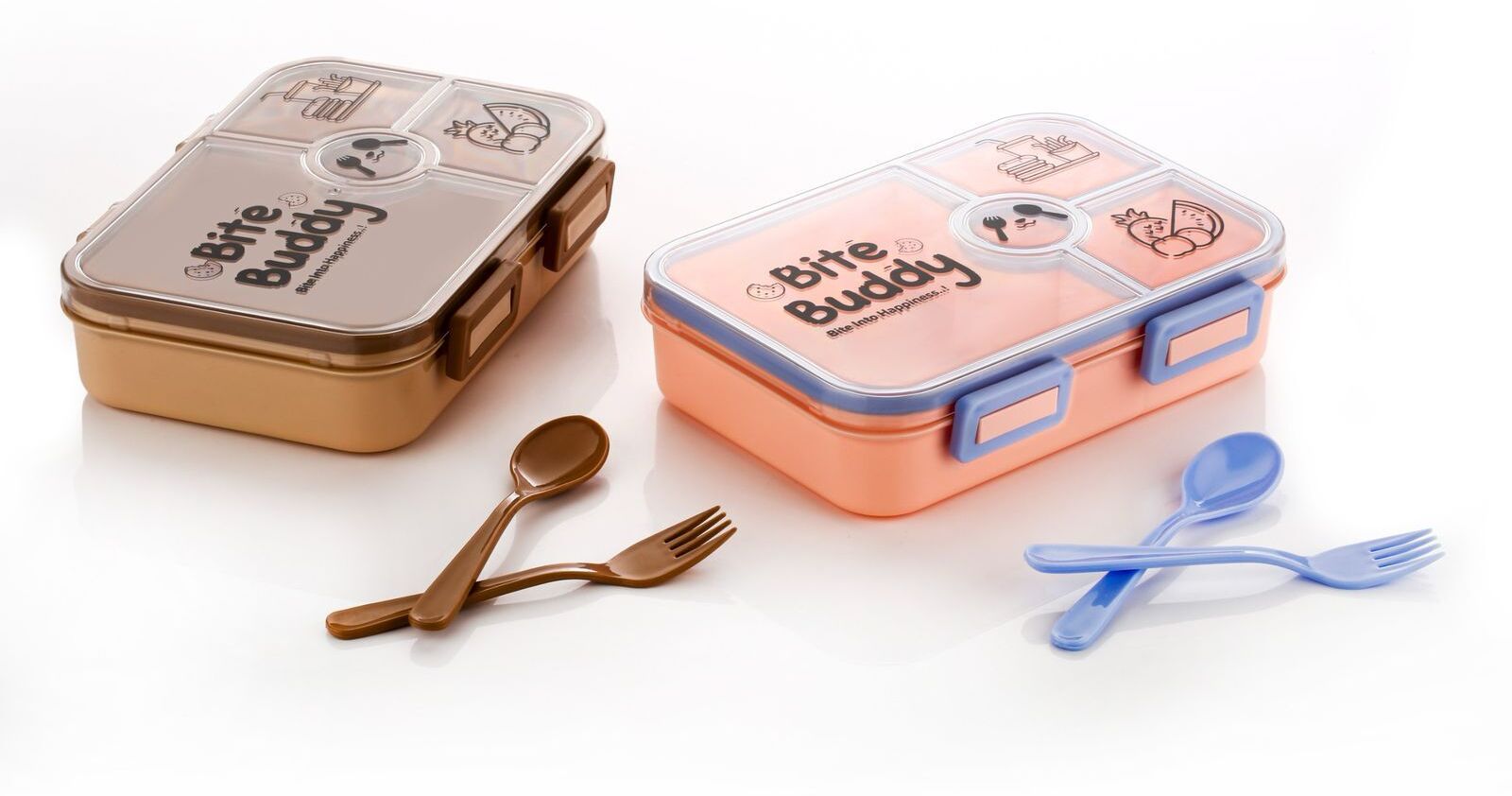 Portable Food Storage Container Set Plastic 4 Containers Plastic School Lunch Box-image-32