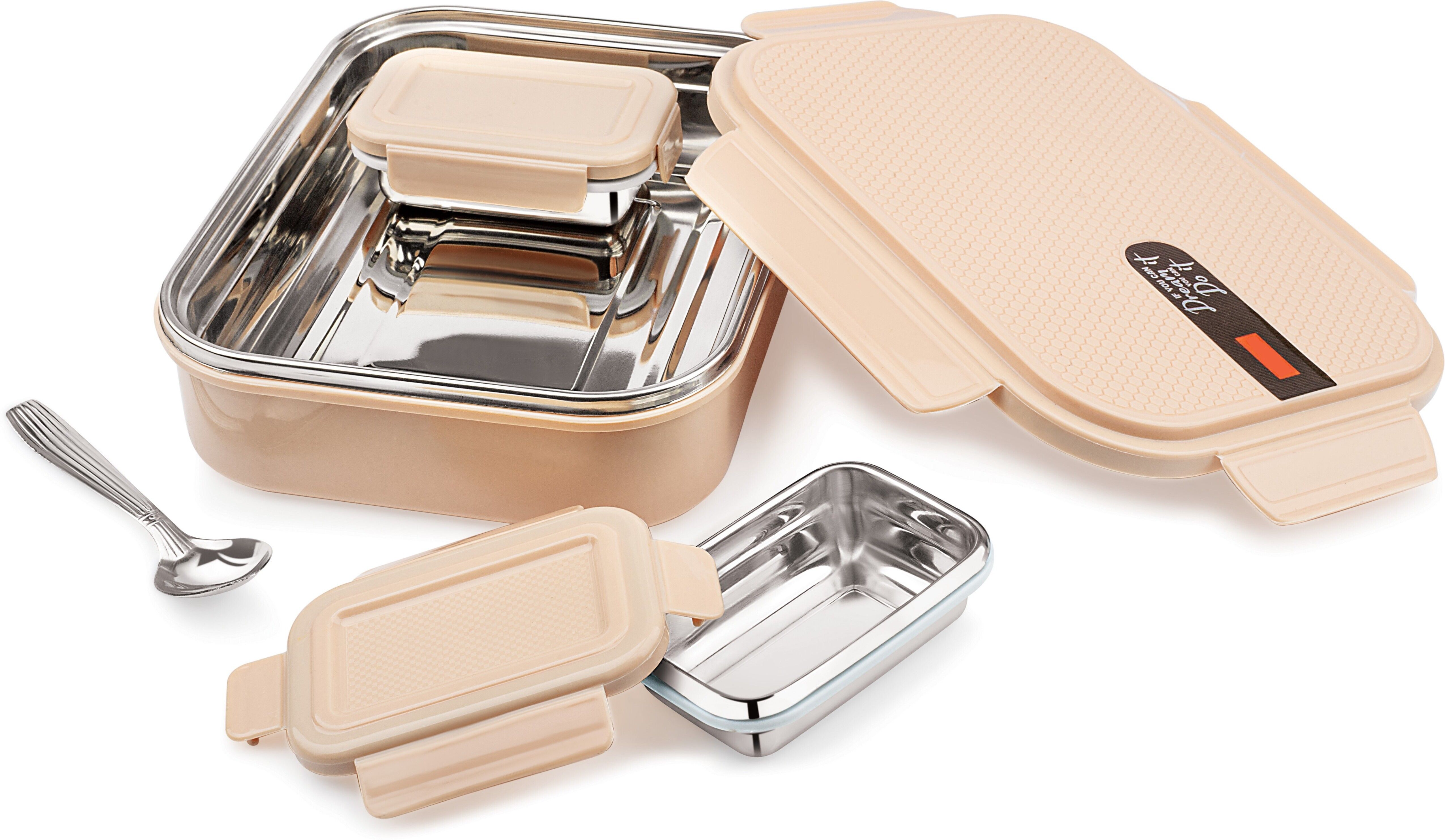 flipkart smartbuy Leakproof Inner Steel Insulated Lunch Box with 2 Inner Steel Dabbi & Steel Spoon 3 Containers Stainless Steel School Lunch Box-picture-44