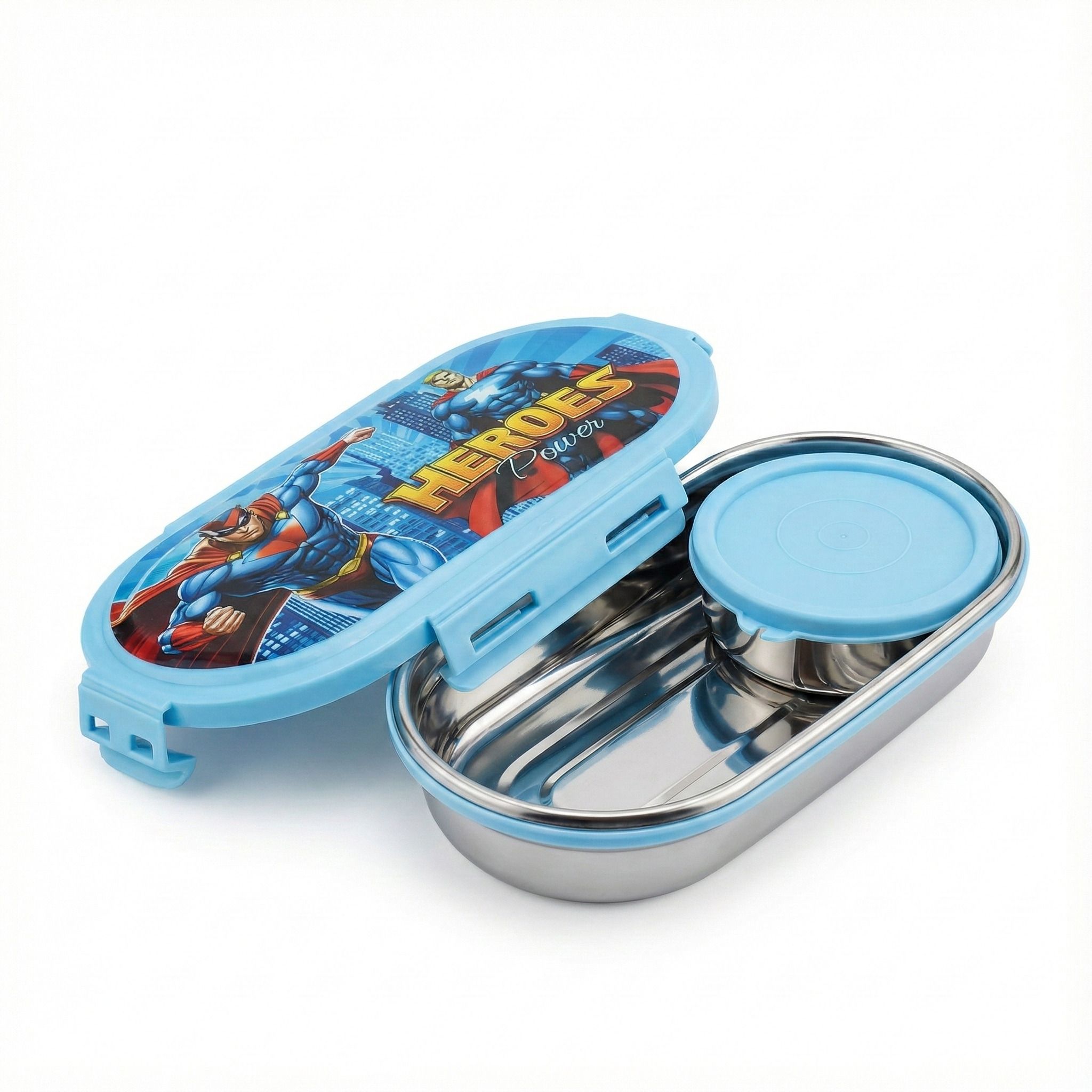 Kids Steel Lunch Box 2 Containers Stainless Steel School Lunch Box-image-40