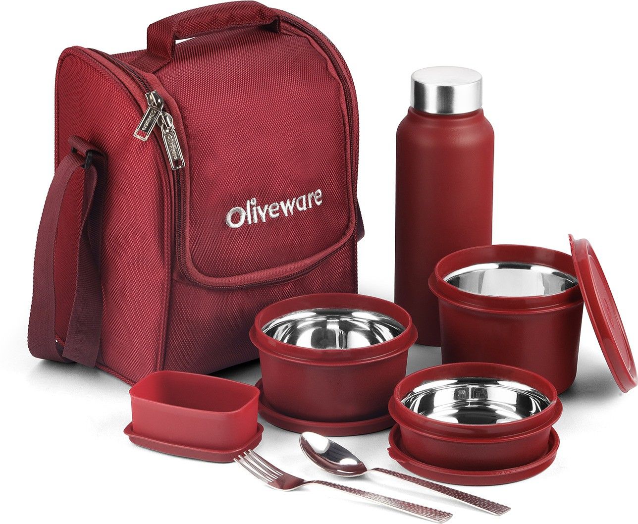 oliveware Steel Tiffin WITH (1 SPOON 4 Containers Lunch Box-picture-20