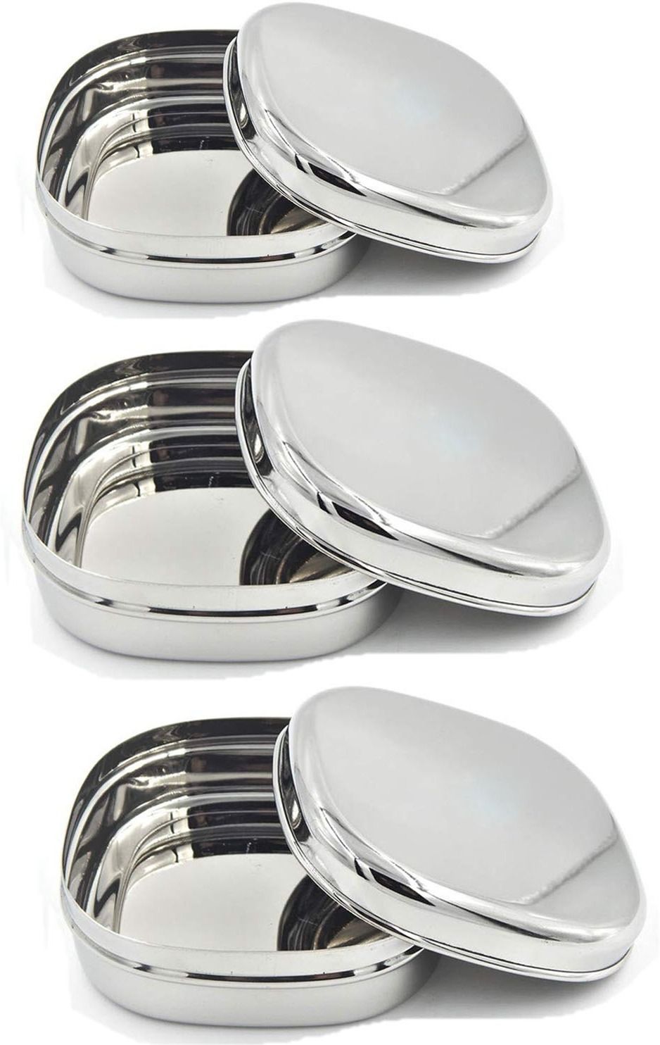 Stainless Steel Portion Control Food Container/Lunch Box/Tiffin (450 ml) 3 Containers Lunch Box-image-46