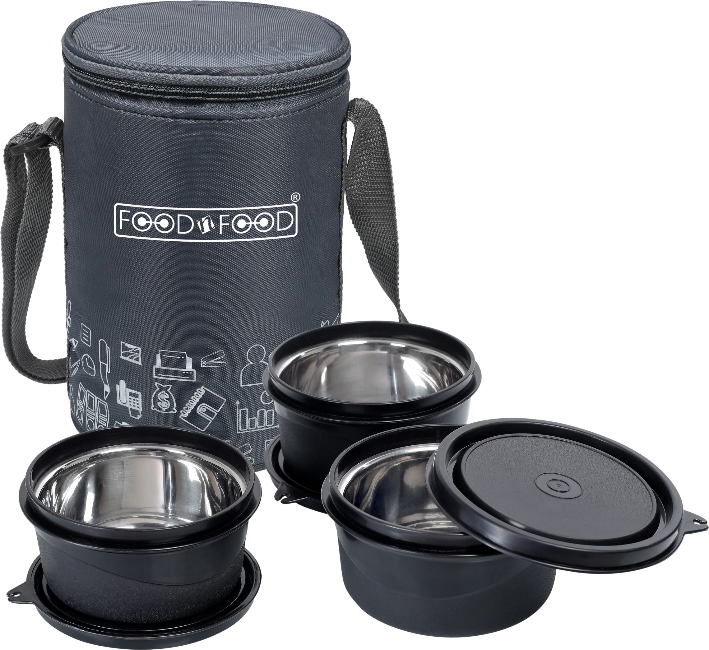 Executive Microwave Safe 3 microwave safe inside steel containers (400 ml each) 3 Containers Lunch Box-image-6
