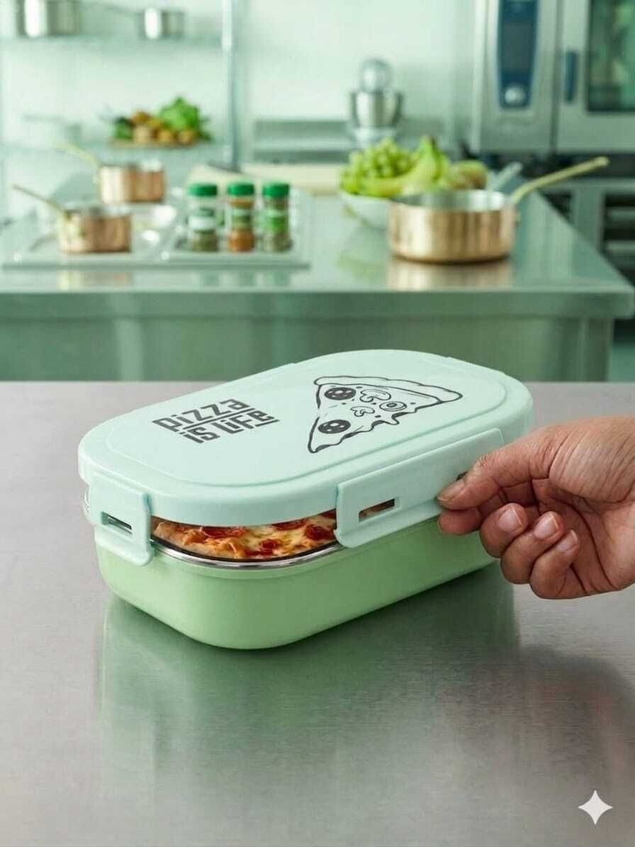 break time 001 2 Containers Stainless Steel School Lunch Box-image-36