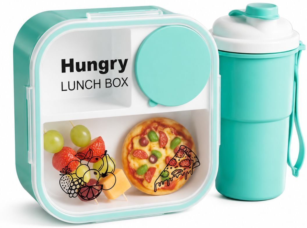 dalson 3 Compartment Lunch Box Set with Transparent Lid for School Office Travel 3 Containers Plastic School Lunch Box-picture-1