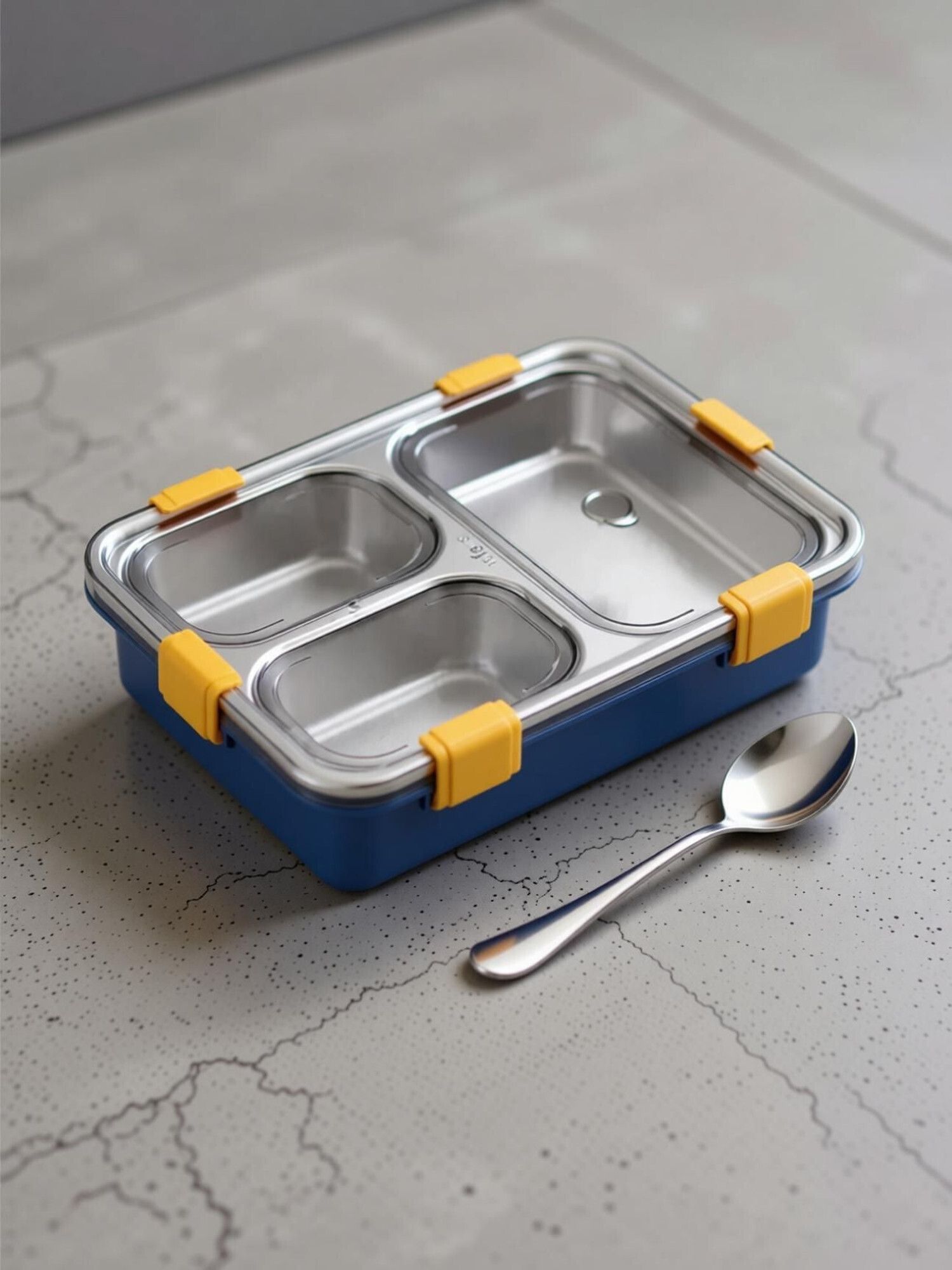 3 Sections Lunch box | Compact & Portable Food Container for School 3 Containers Stainless Steel School Lunch Box-image-21
