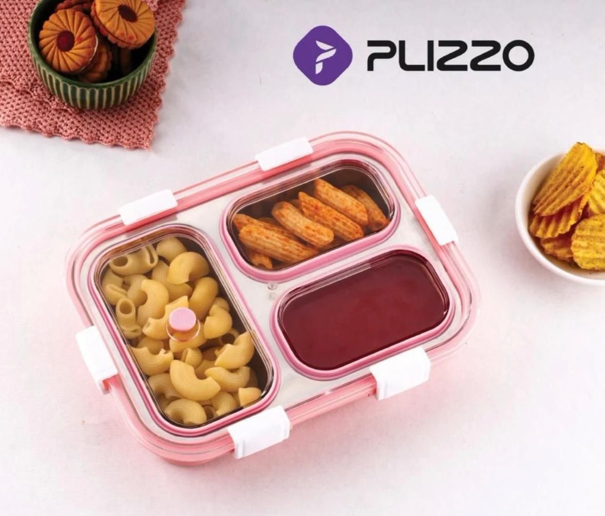 3 Compartment Stainless Steel Luch box for office School Collage 1 Containers Stainless Steel, Polypropylene School Lunch Box-image-42