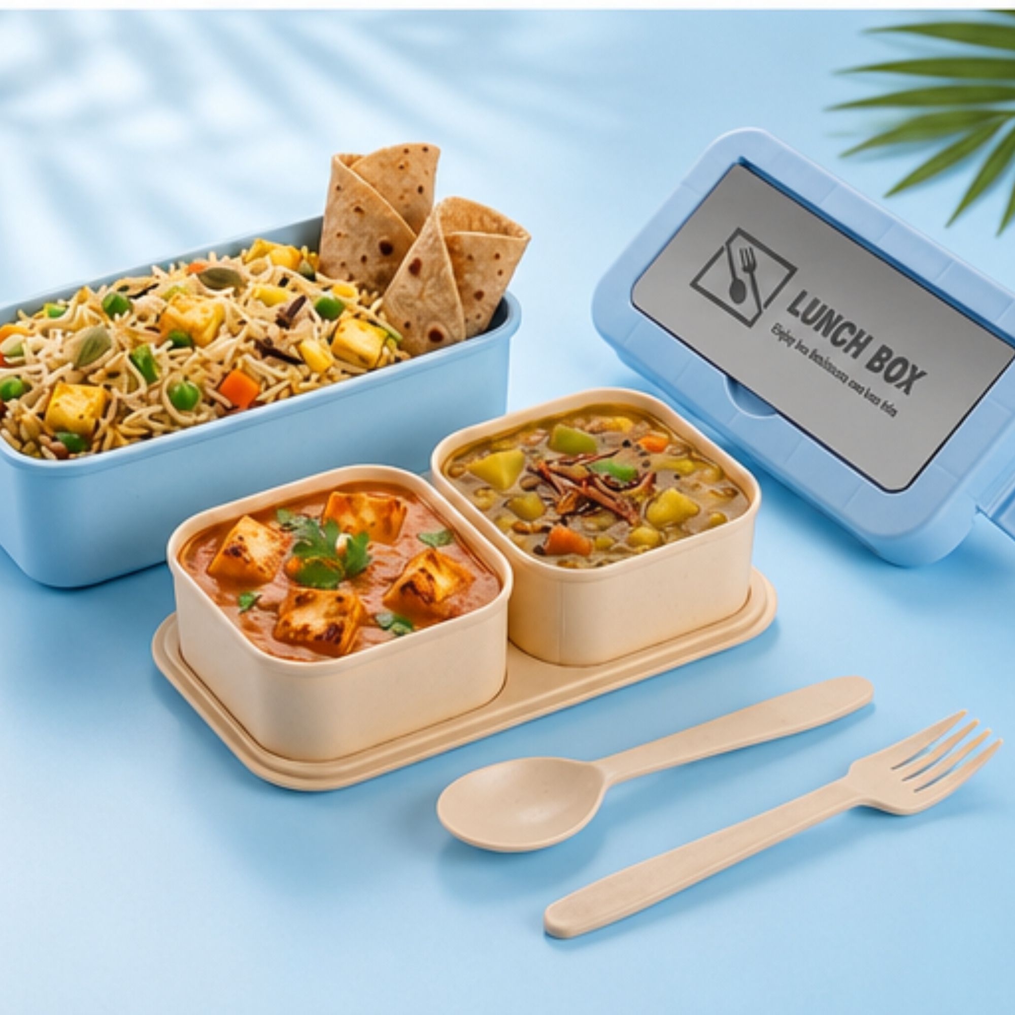 Compact Bento Lunch Box 3 Containers Plastic Office Lunch Box-image-17