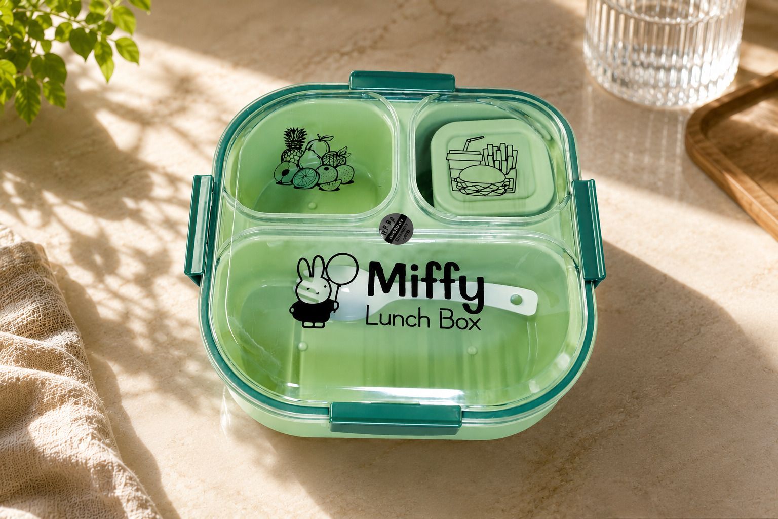 3 Section Lunch Box | Airtight Food Storage Container for School 3 Containers Plastic School Lunch Box-image-11