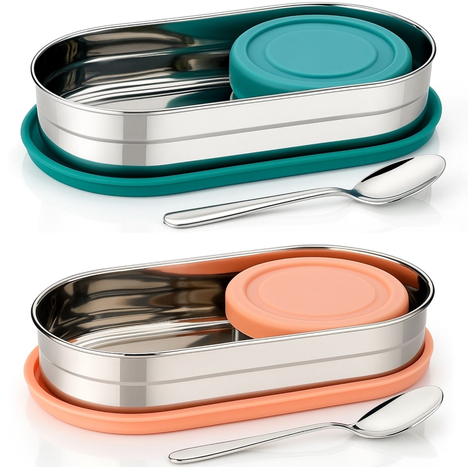 truemate serveware TrueMate Kids Steel Lunch Box – Pack of 2 2 Containers Stainless Steel School Lunch Box-picture-14