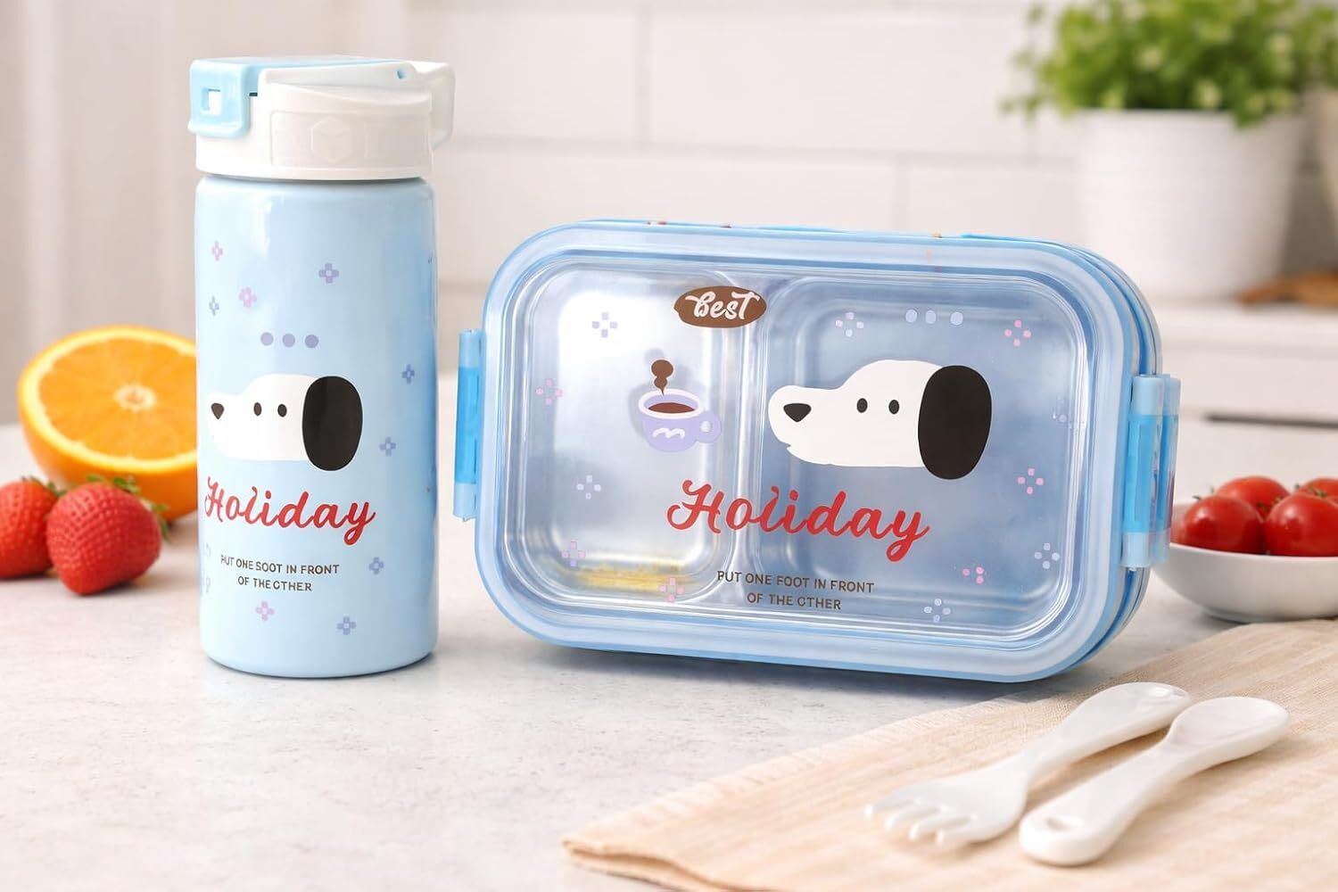 Thermoware Kids Lunch Box & Bottle Set | Leakproof BPA-Free Tiffin 2 Containers Stainless Steel School Lunch Box-image-12