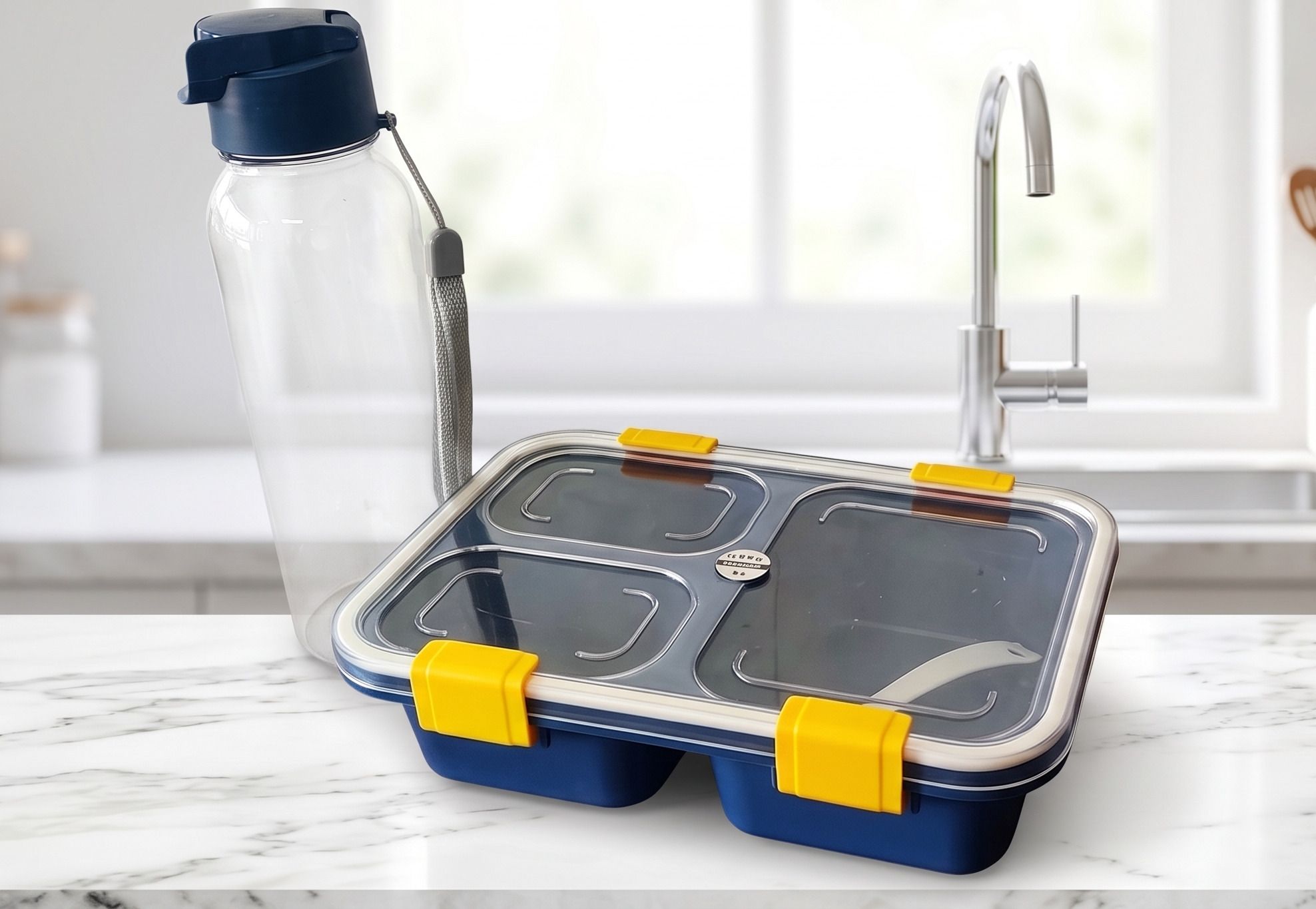 Tiffin box with matching bottle 3 Containers Plastic School Lunch Box-image-32