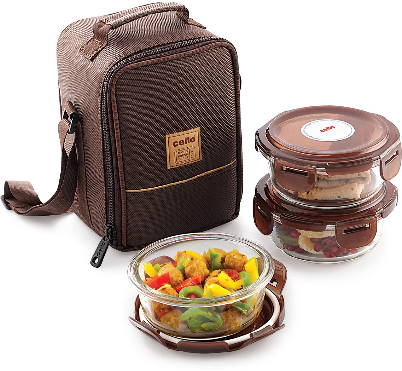 MF Glassy Seal O Fresh Round Borosilicate 3 Containers Lunch Box