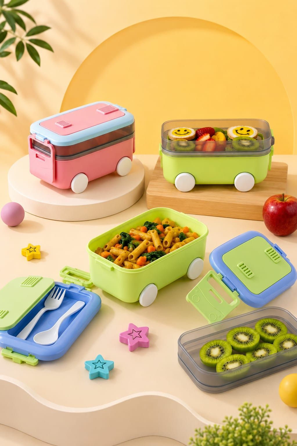 KITTY 1 2 Containers Plastic School Lunch Box-image-43