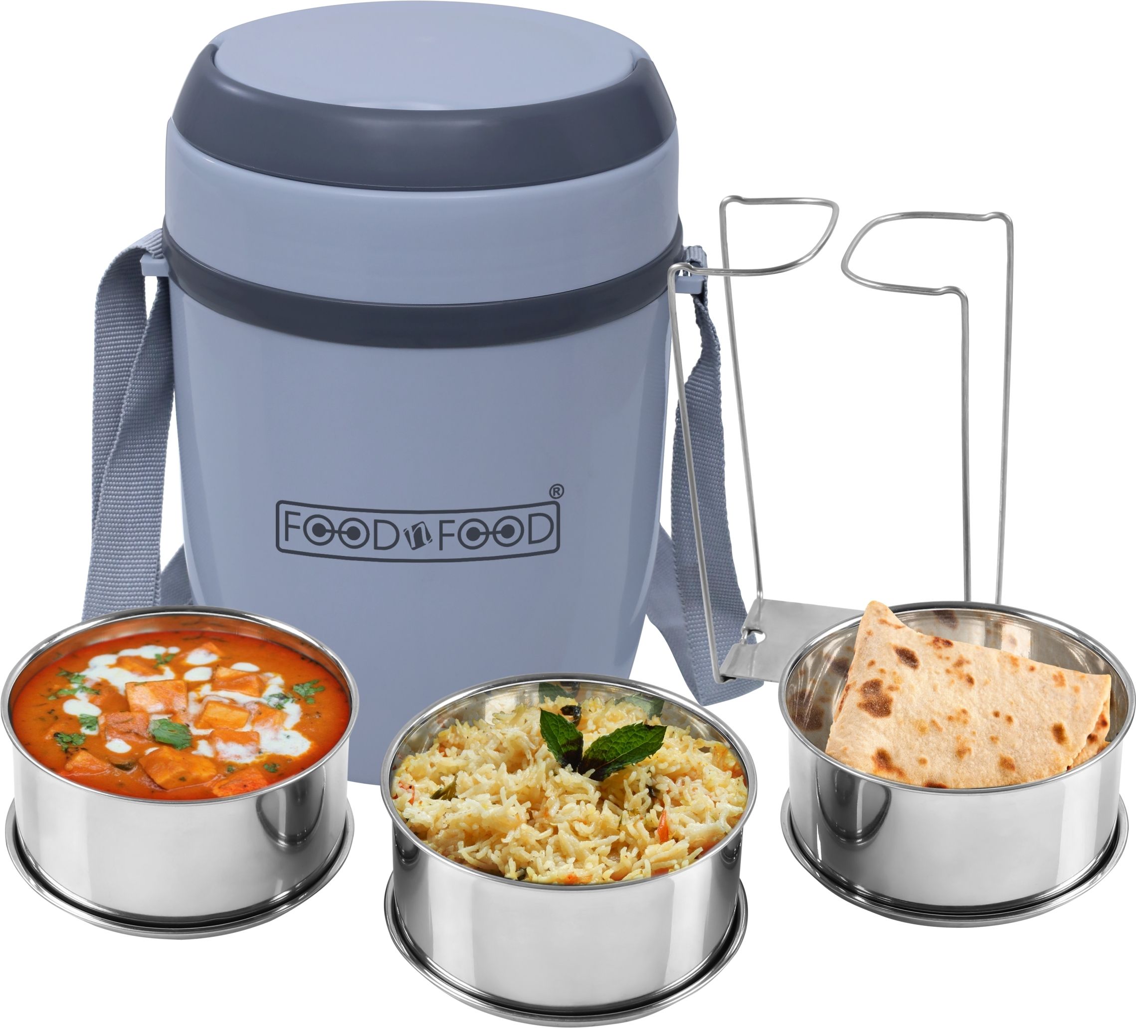 foodnfood Carry3 Insulated Hot and Cold with Lock Lifter Stainless Steel 3 Containers Lunch Box-picture-23
