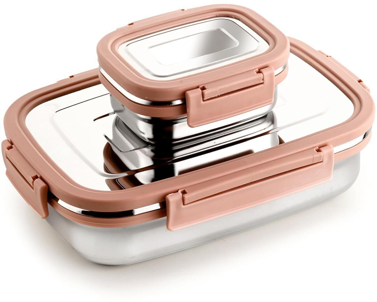 Craze Stainless Steel Tiffin Lunch Box Container/Dabba with 4 Side Clip Lock Lid 2 Containers Lunch Box-image-21