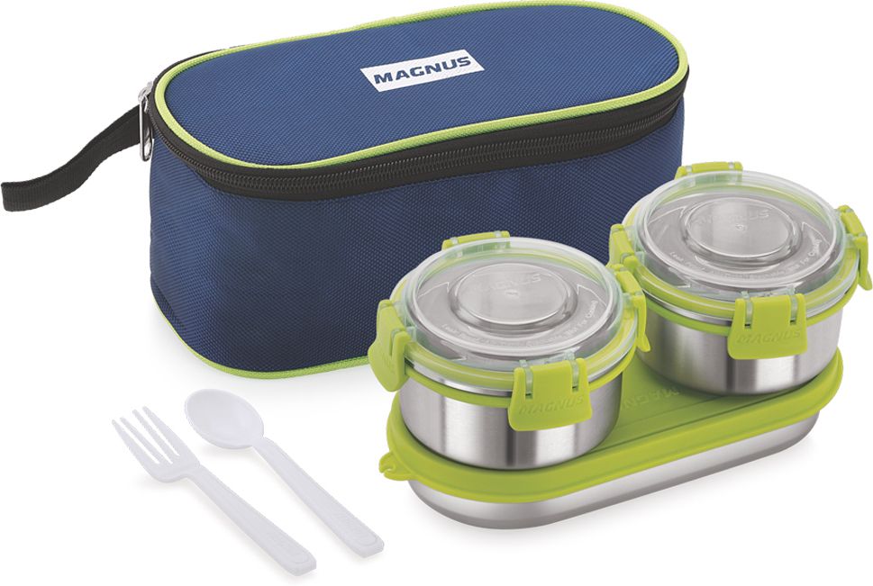 Avanza 3 Prime - 3 clip lock Stainless Steel Containers with Bag 3 Containers Lunch Box-image-10