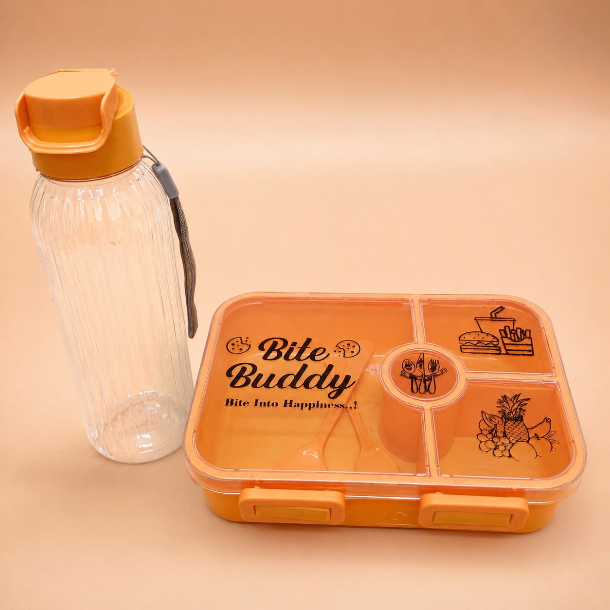 Bite Buddy Lunch Box with Water Bottle Combo 4 Containers Silicone, Plastic School Lunch Box-image-26