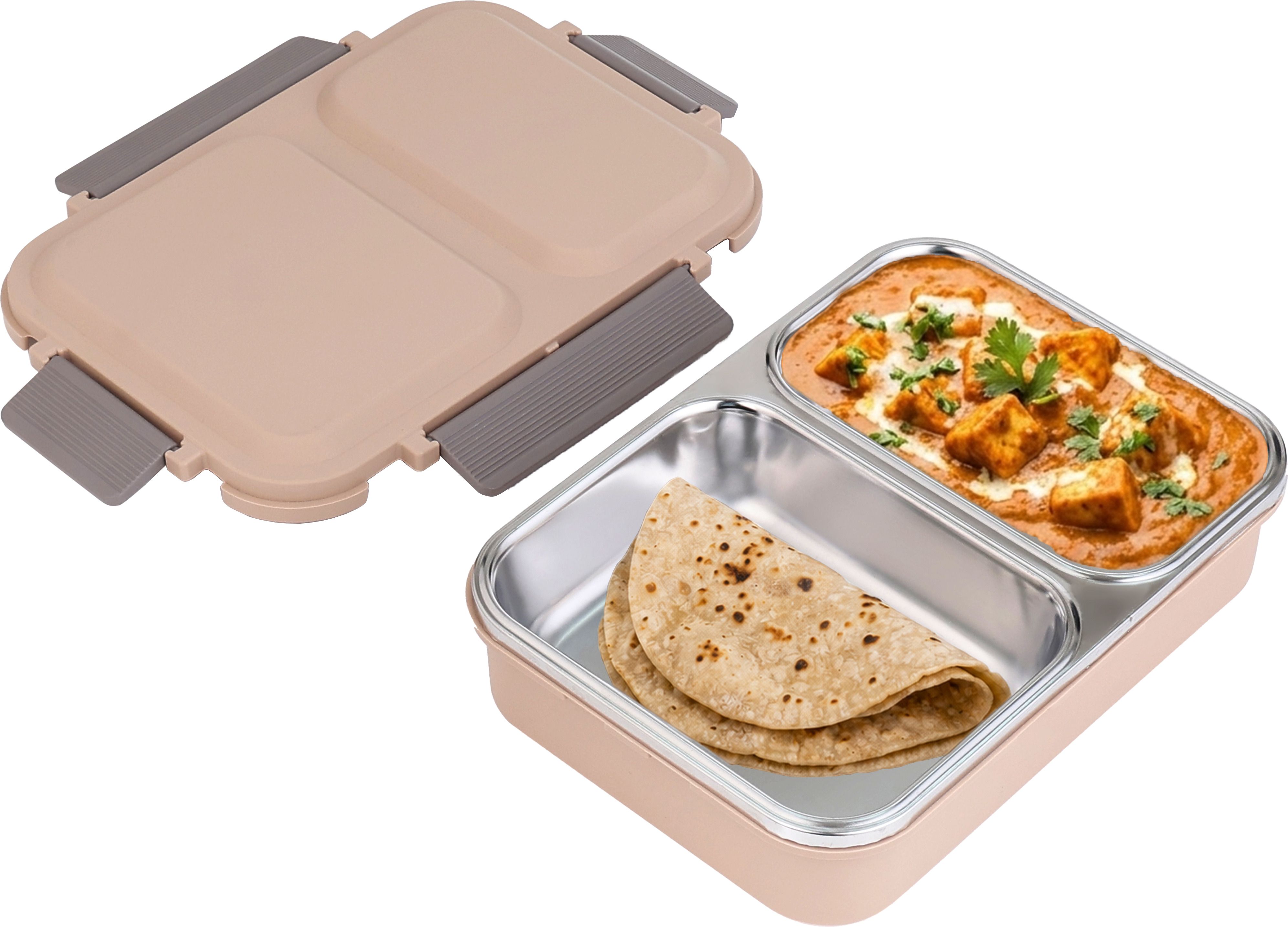 BIG BITE Insulated Stainless Steel Lunch Box with Dual Compartments 2 Containers Stainless Steel School Lunch Box-image-39