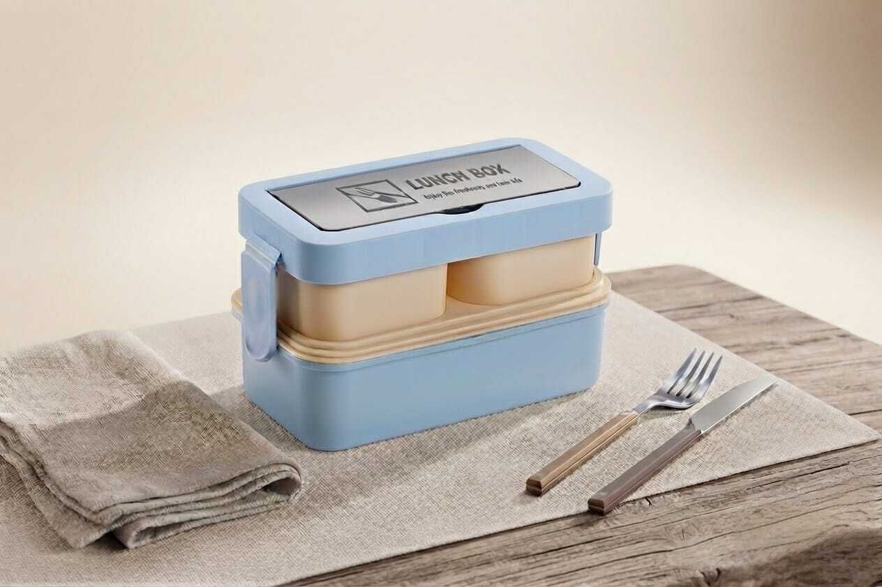 Portable Lunch Box 3 Containers Plastic Office Lunch Box-image-1