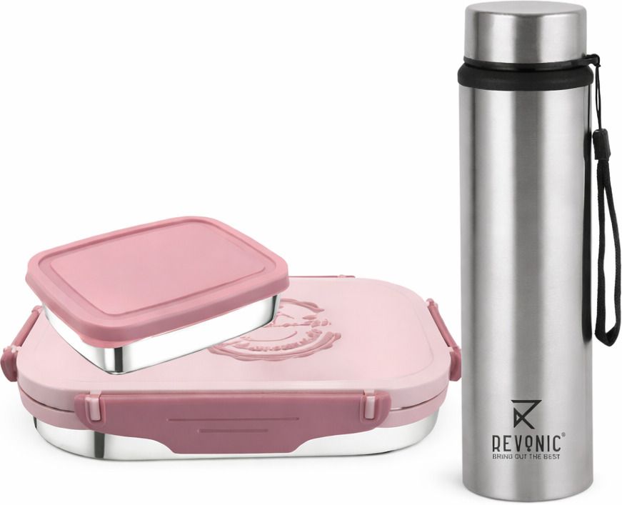 Trendy Stainless Steel Lunch Box with 1000 ML Water Bottle For Daily Use 2 Containers Stainless Steel Office Lunch Box-image-23
