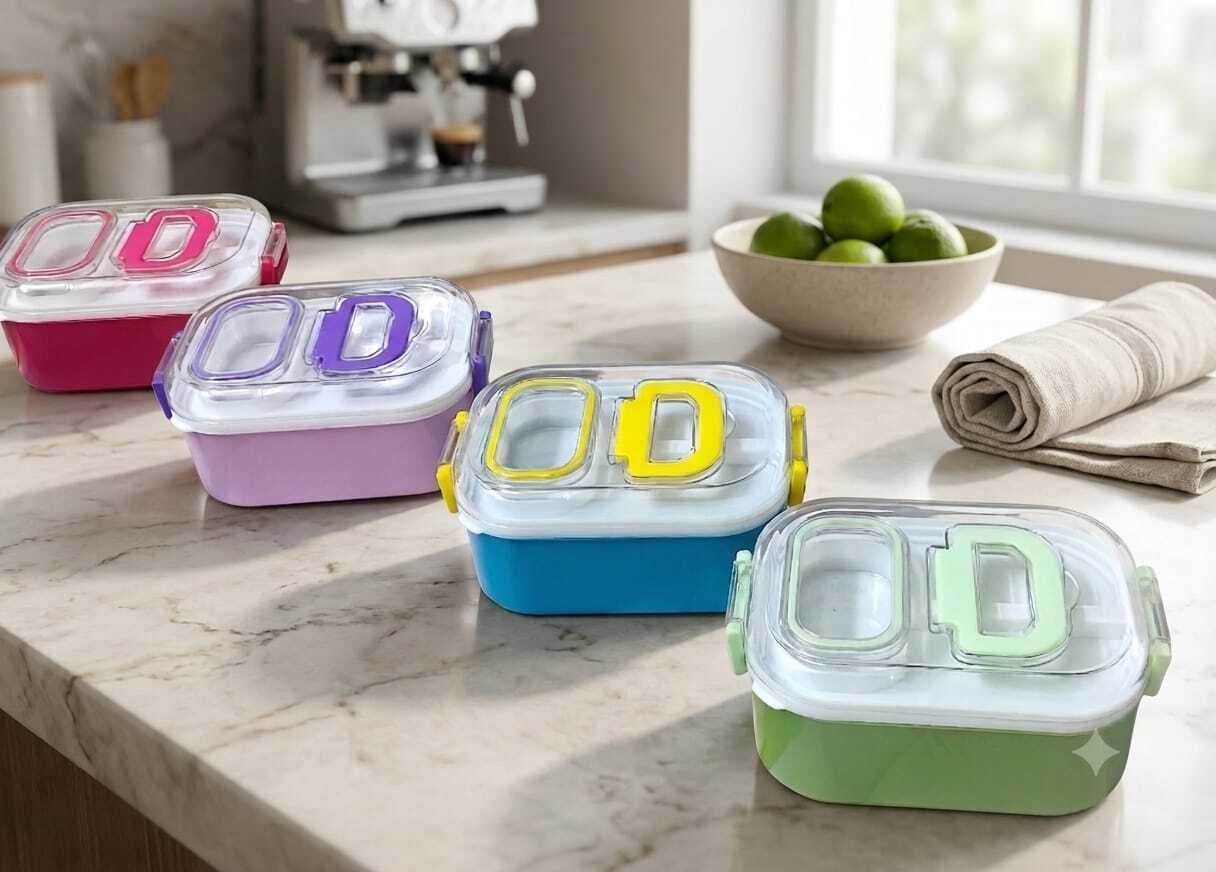 Lunch Box for Office & School | 3 Compartment BPA Free Tiffin Box | Multicolor 3 Containers Plastic School Lunch Box-image-24