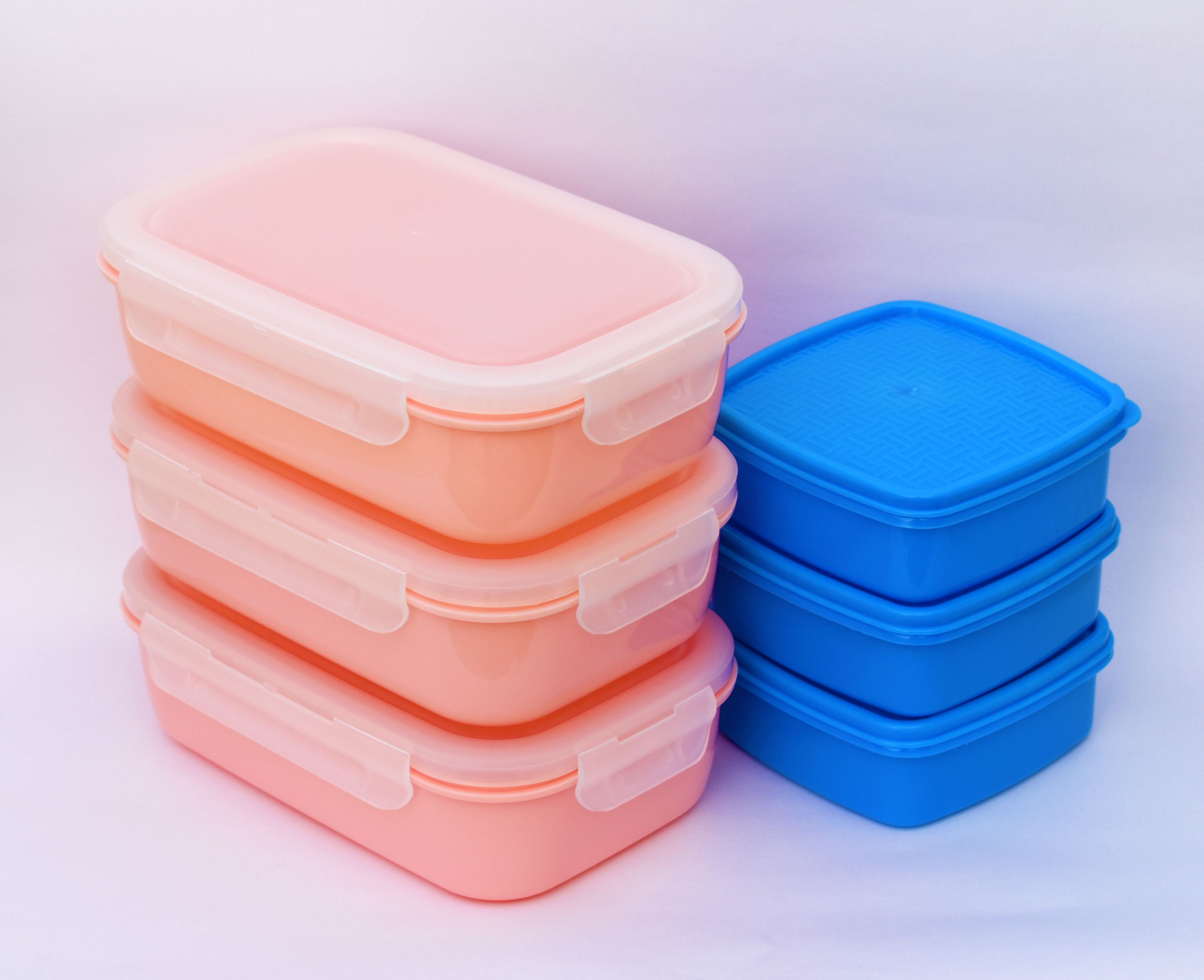 Plastic Lunch Box (Set of 6) Multiple Uses 6 Containers Lunch Box pink 6 Containers Lunch Box-image-6