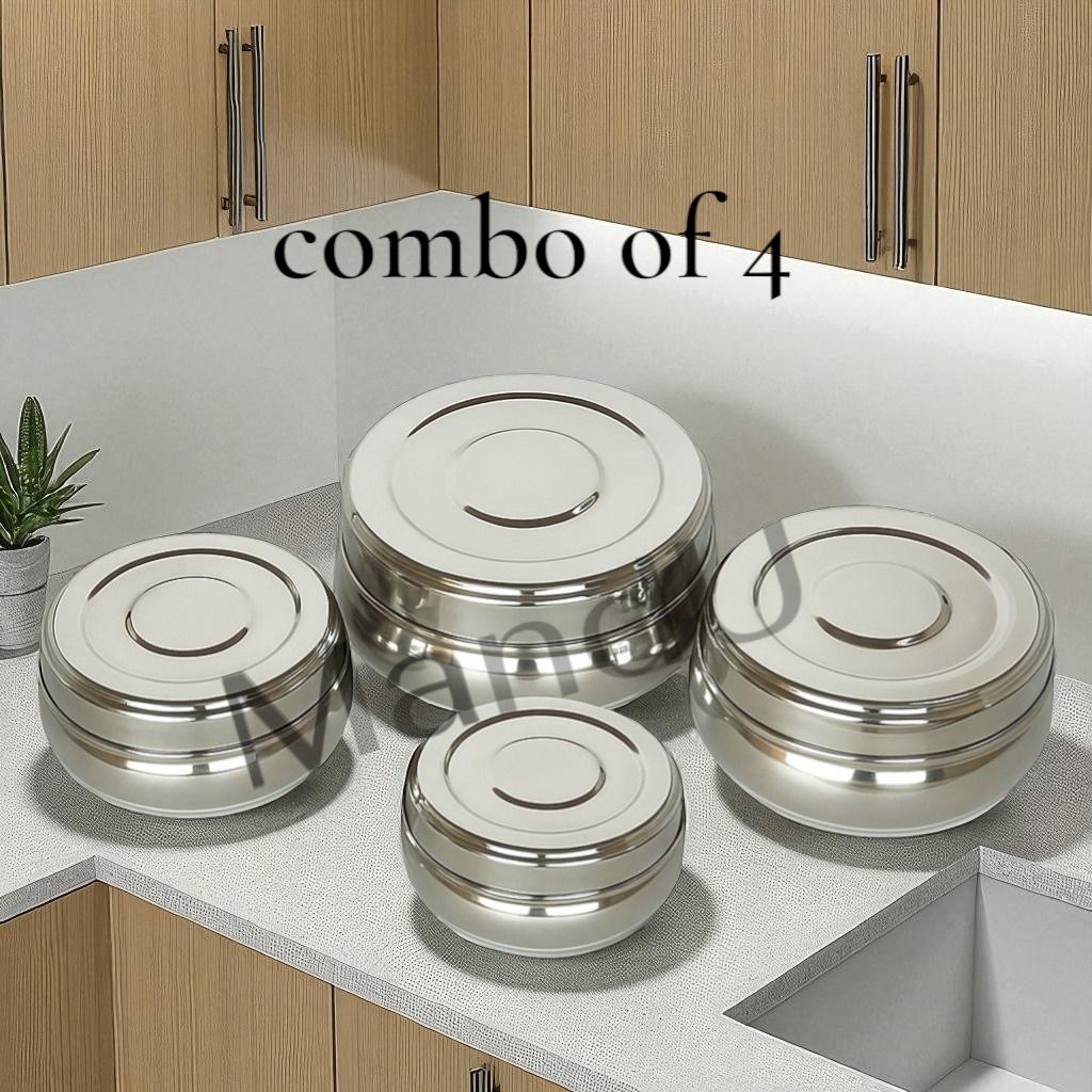 round dabbi set 4 Containers Stainless Steel Office Lunch Box-image-45