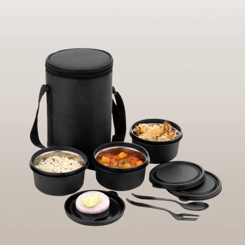 LUNCHBOX SET WITH 3 MICROWAVE-SAFE CONTAINERS AND SPOON SET FOR DAILY USE 4 Containers Stainless Steel College Lunch Box-image-12