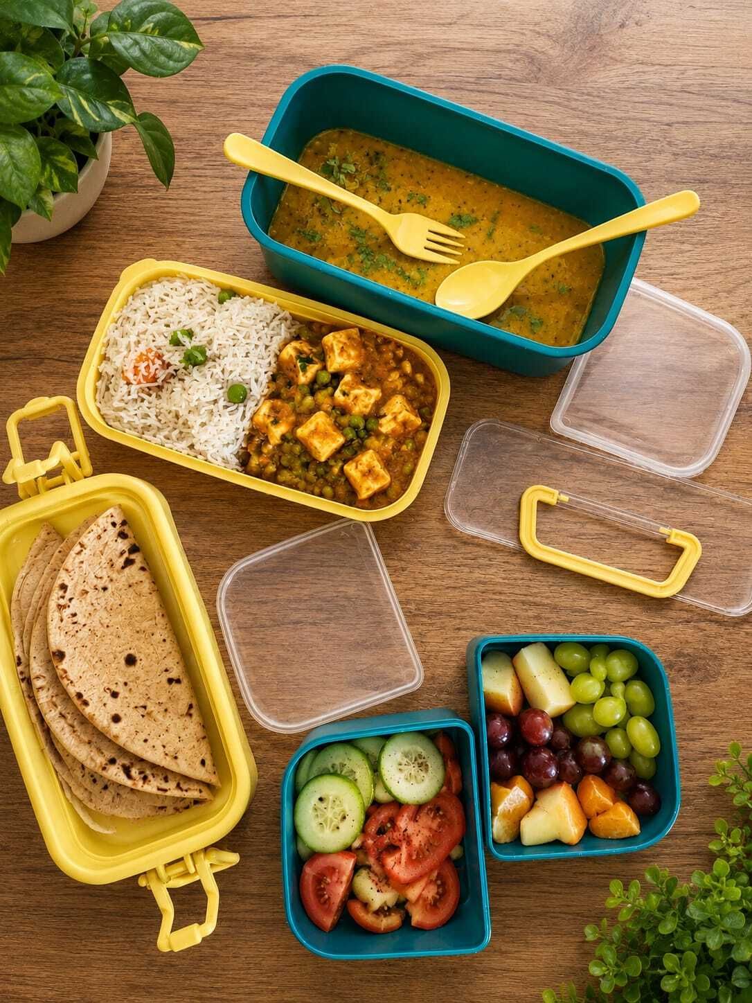 2 Layer Lunch Box with Spoon Fork Portable Bento Box for Office School 2 Containers Plastic School Lunch Box-image-48